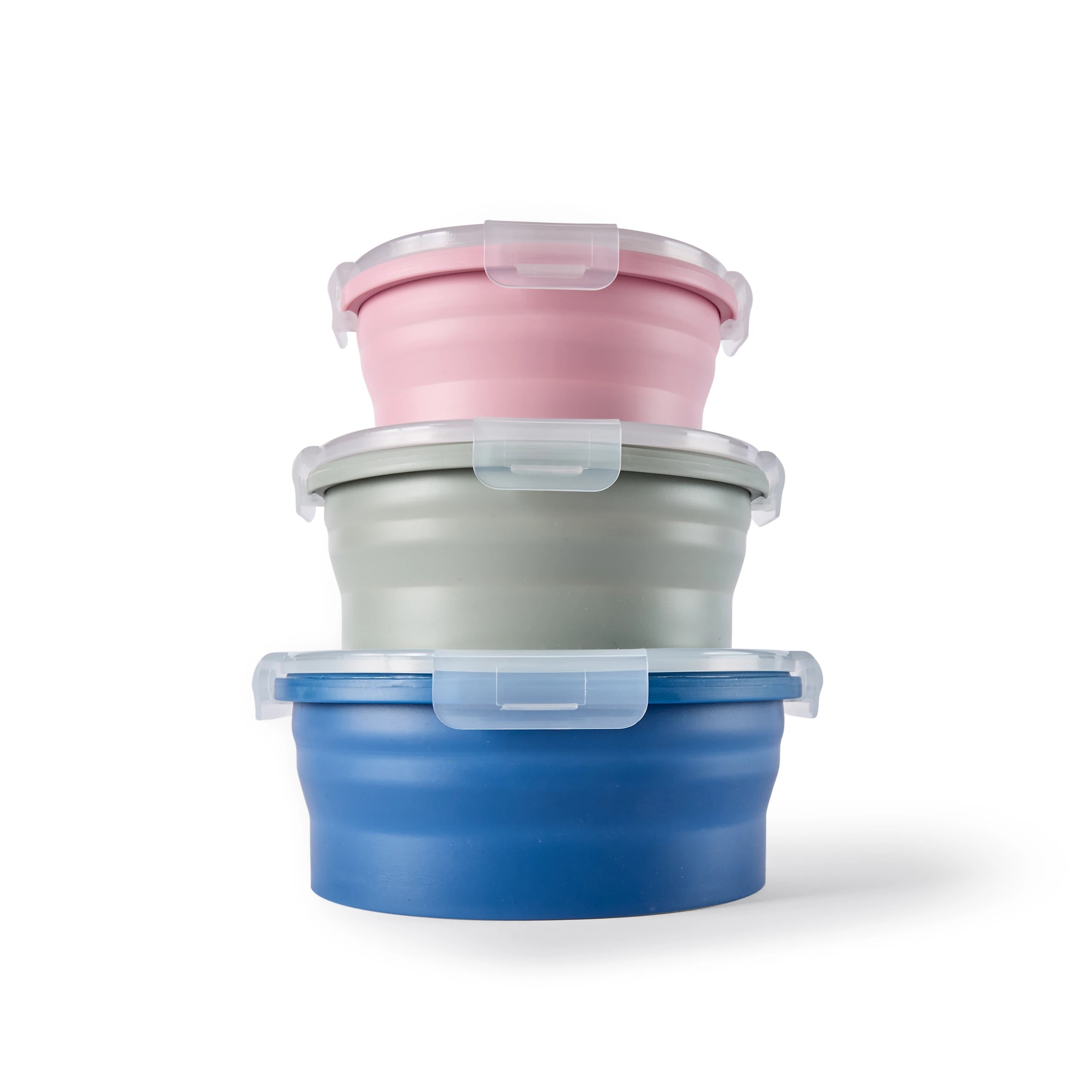1 3 Piece Silicone Collapsible Salad Bowls, 1 of 8
