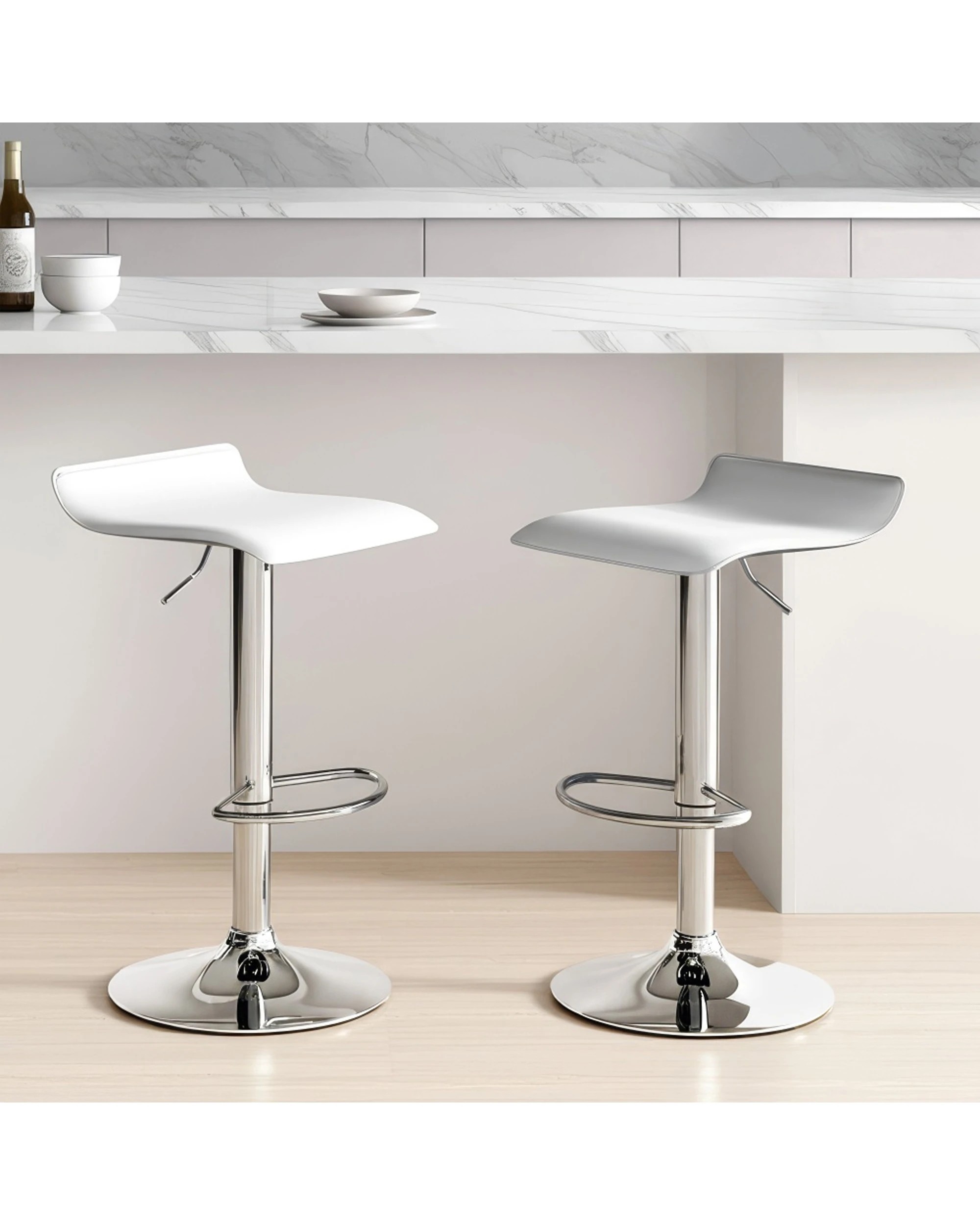 7 Urban Style 2pc Craig Bar Stool Set Gas Lift Chair Furniture - White, 7 of 8