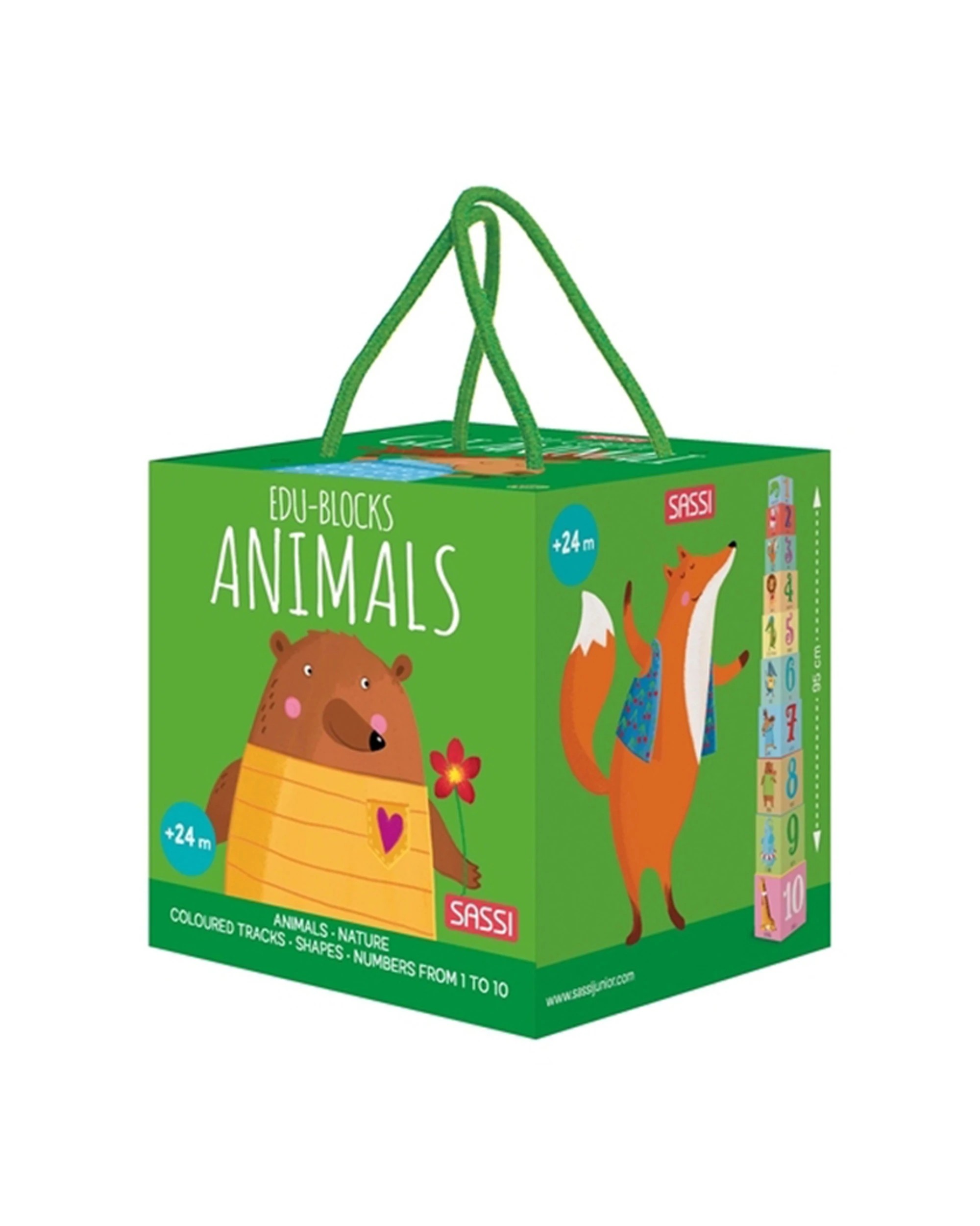 1 Sassi 10pc Edu Animals Blocks & Book Set Baby Toddler - Multi, 1 of 3