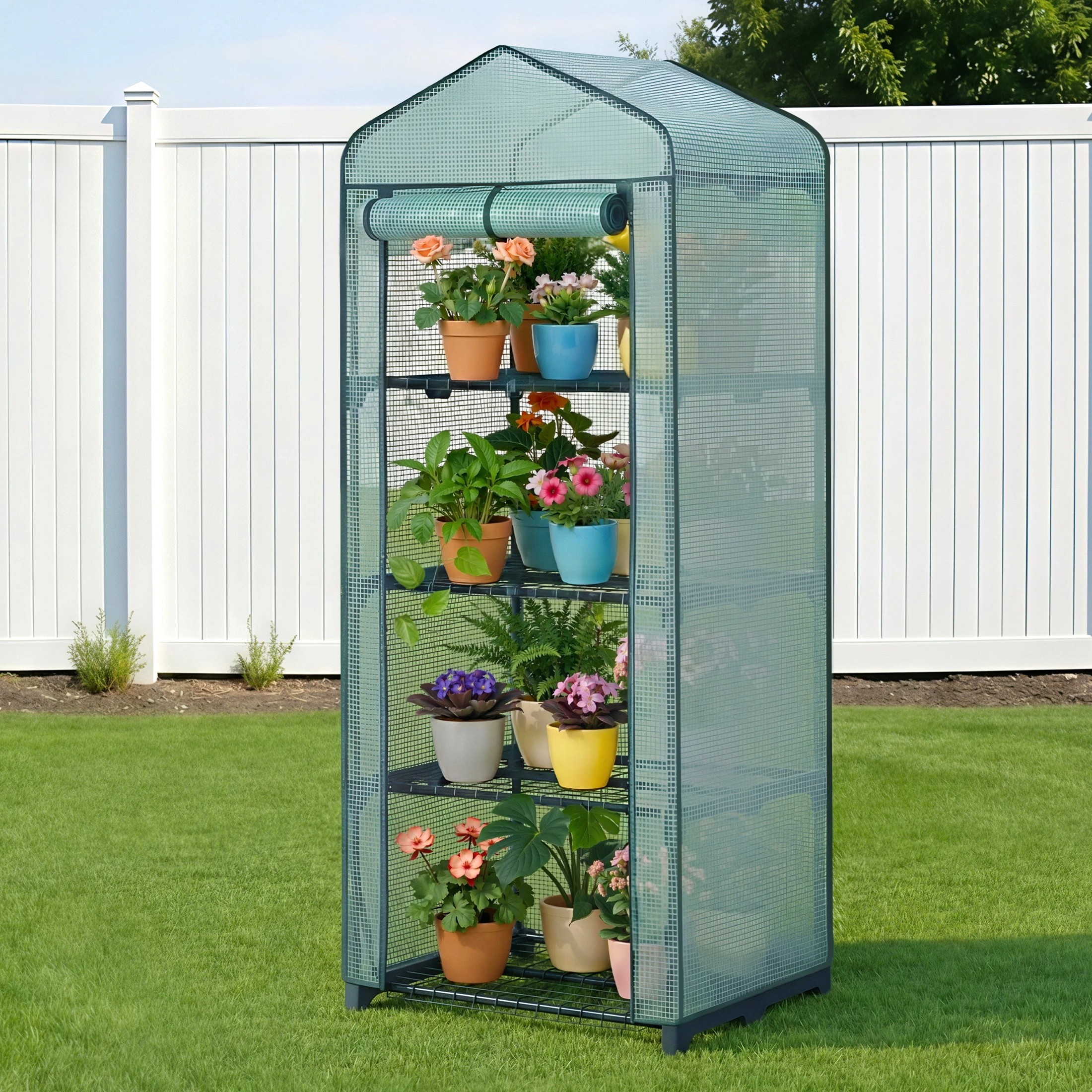 4 Green Fingers Greenhouse 4 Tiers Mini Green House Garden Bed - Green, 4 of 4