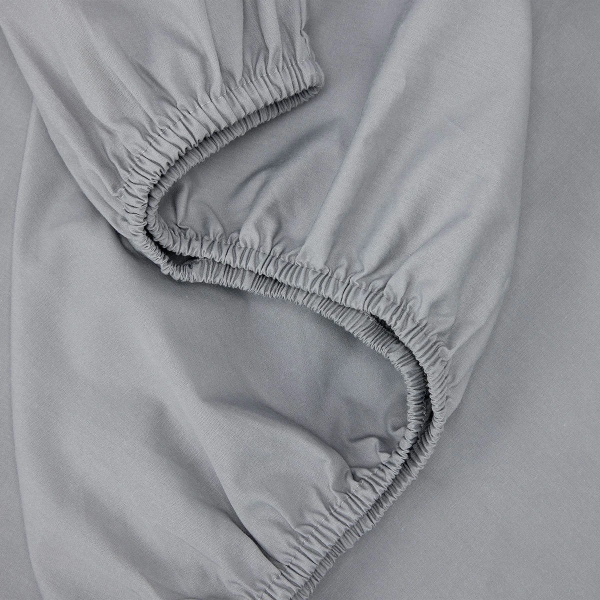 3 225 Thread Count Cotton Rich Fitted Sheet - Single Bed, Grey, 3 of 3