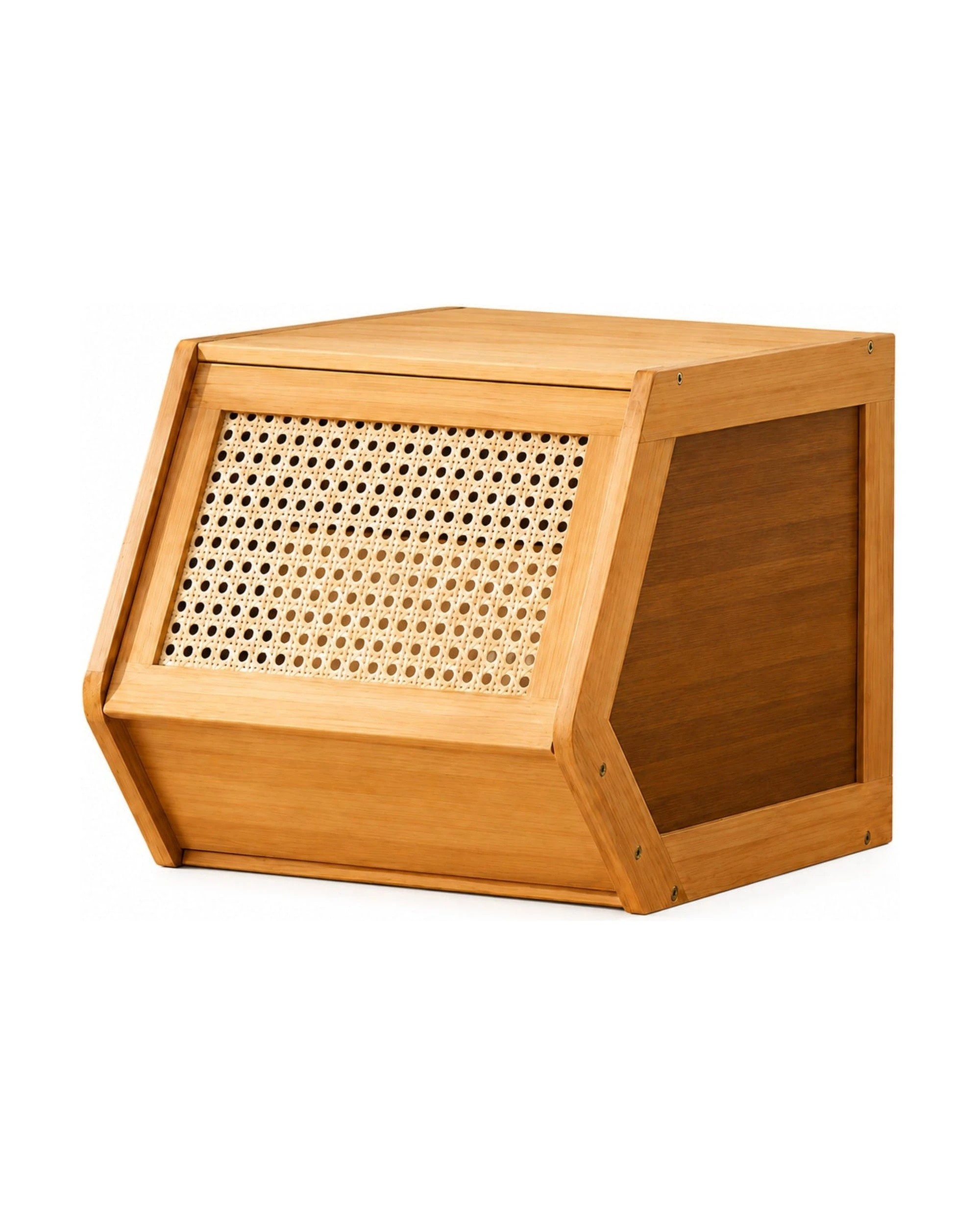 1 Foret Natural Bamboo Storage Cabinet Woven Flip Door Stackable Organiser, 1 of 7