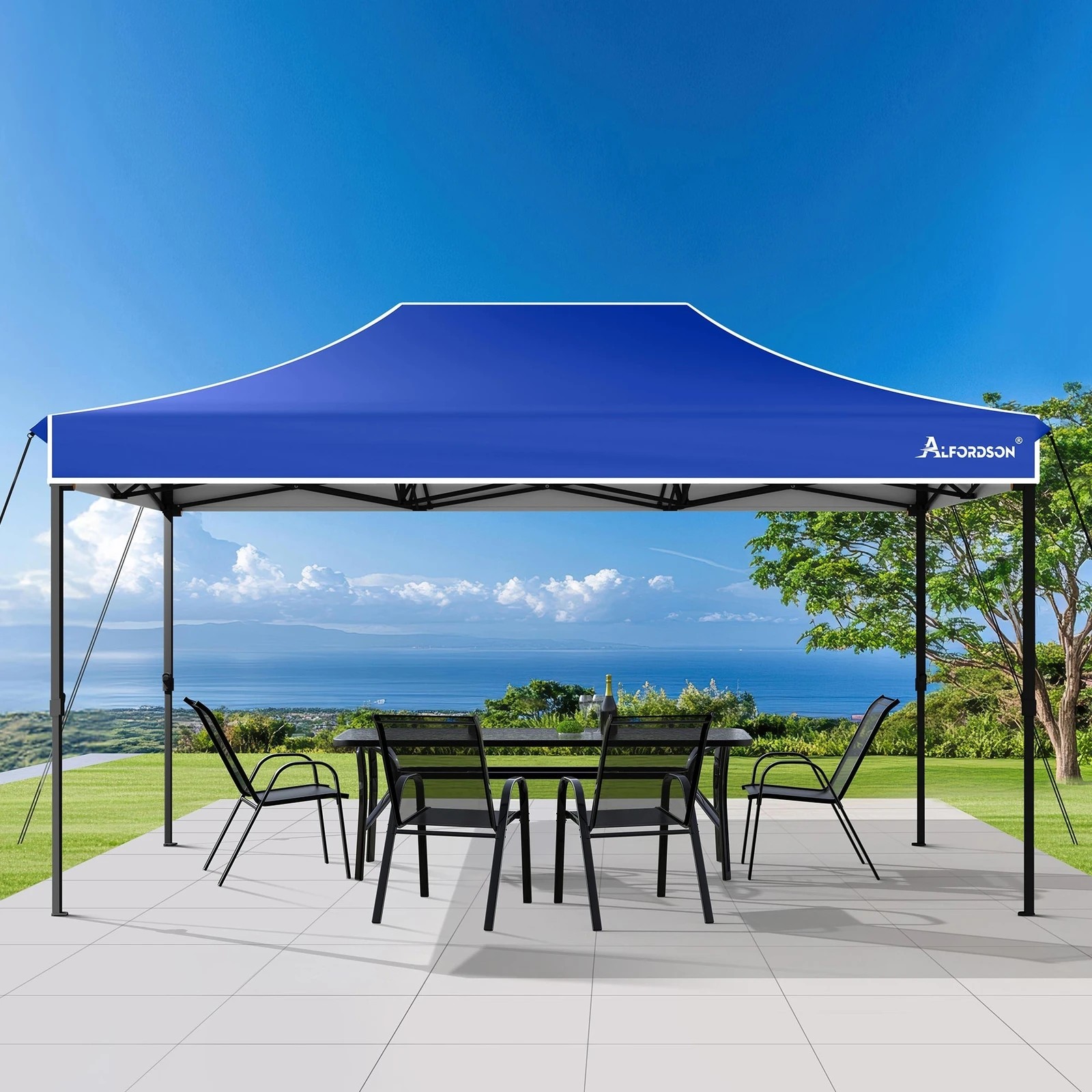 3 Alfordson Pop Up Marquee Side Wall Portable 3x4.5m Gazebo - Blue, 3 of 10