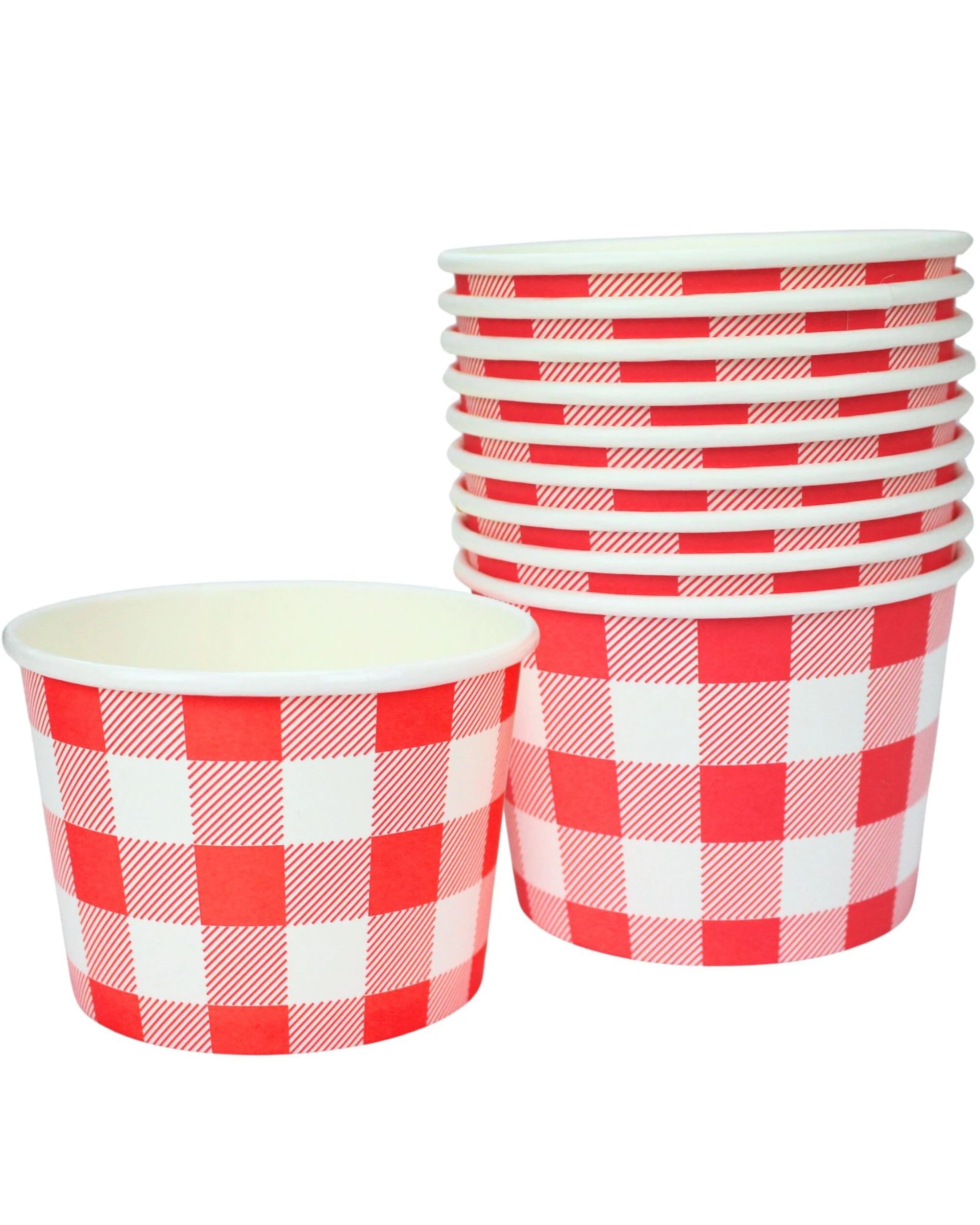 1 Party Maker Bright Gingham Paper Treat Cups Pack of 10 - Red, 1 of 3