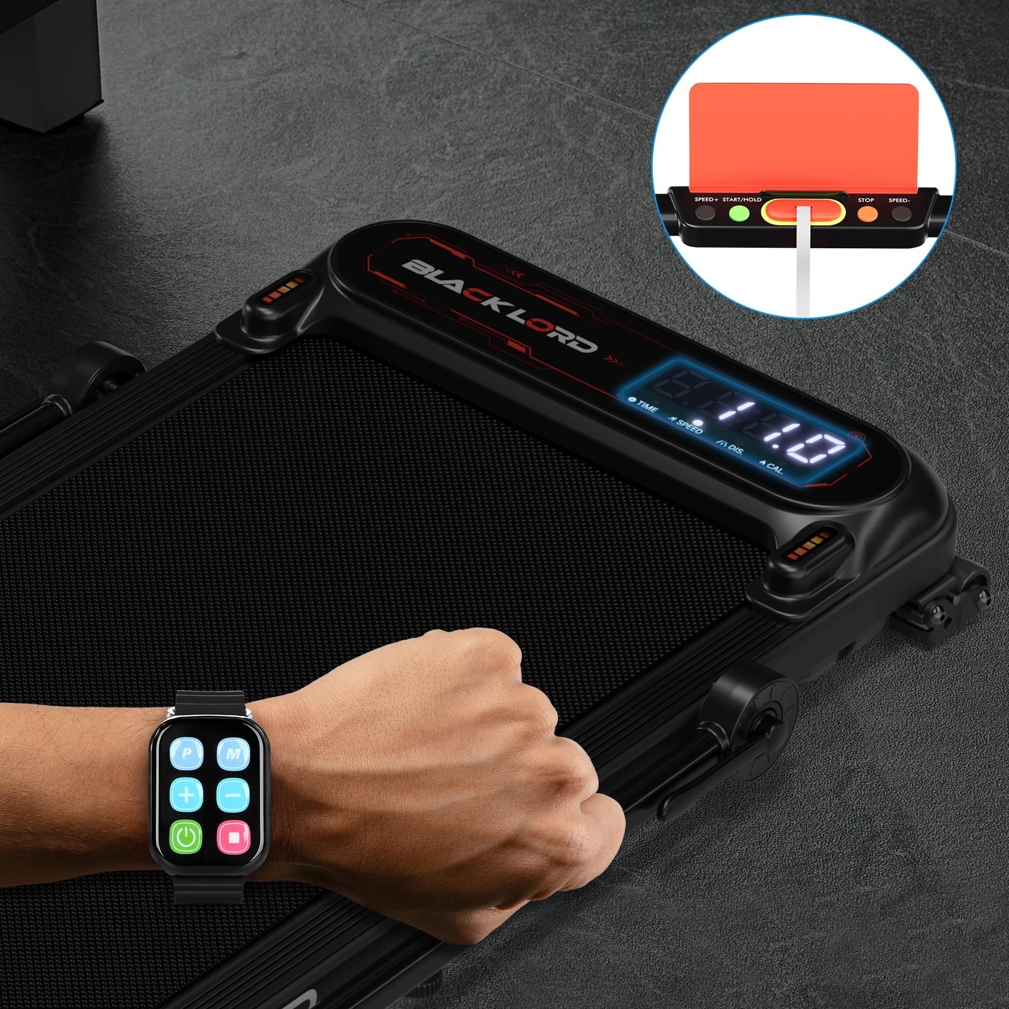 8 Black Lord Treadmill Electric Walking Pad Incline Shock Absorbers Foldable - Black, 8 of 10