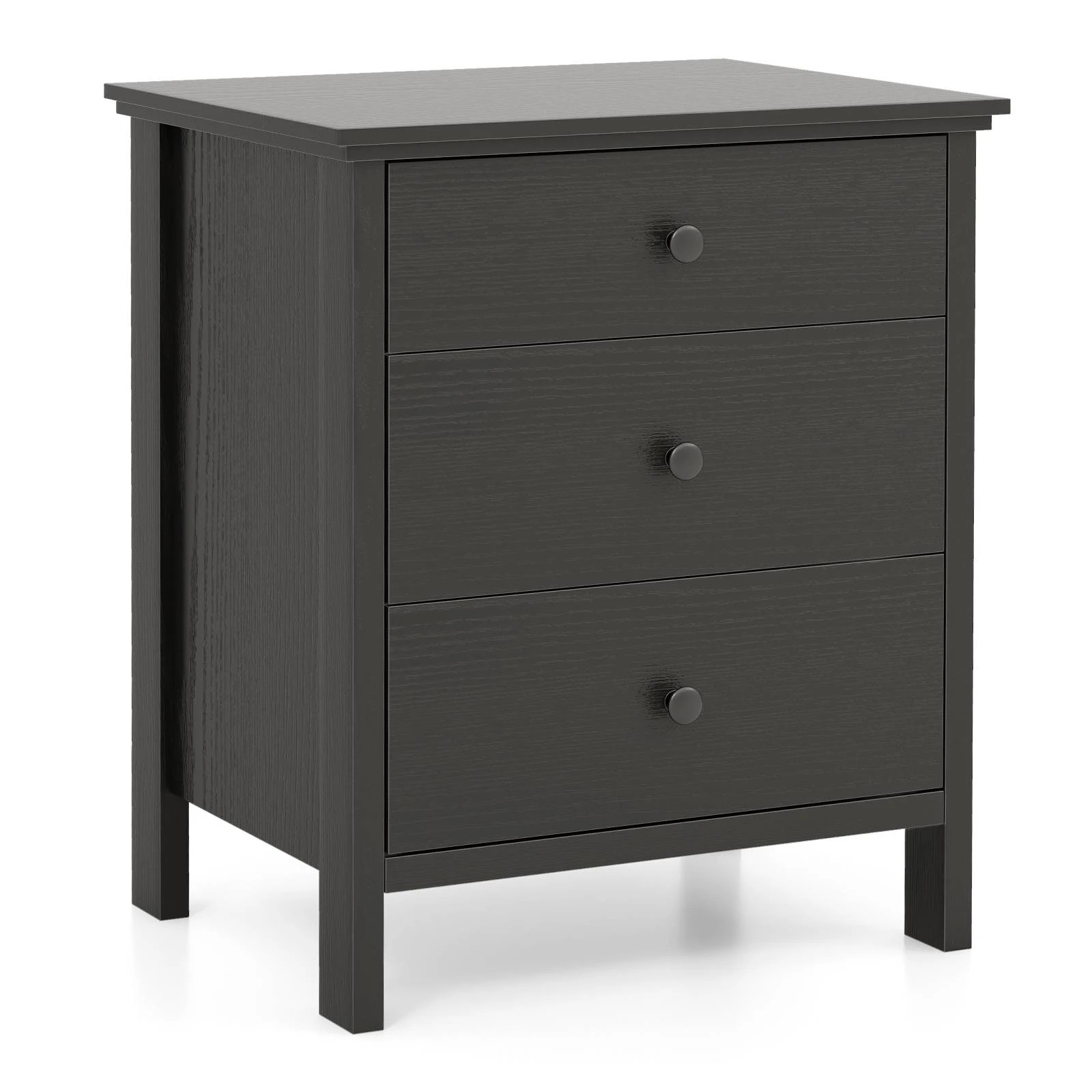 1 Costway 3 Drawers Nightstand Wooden Bedside Storage Cabinet Side Table, 1 of 5