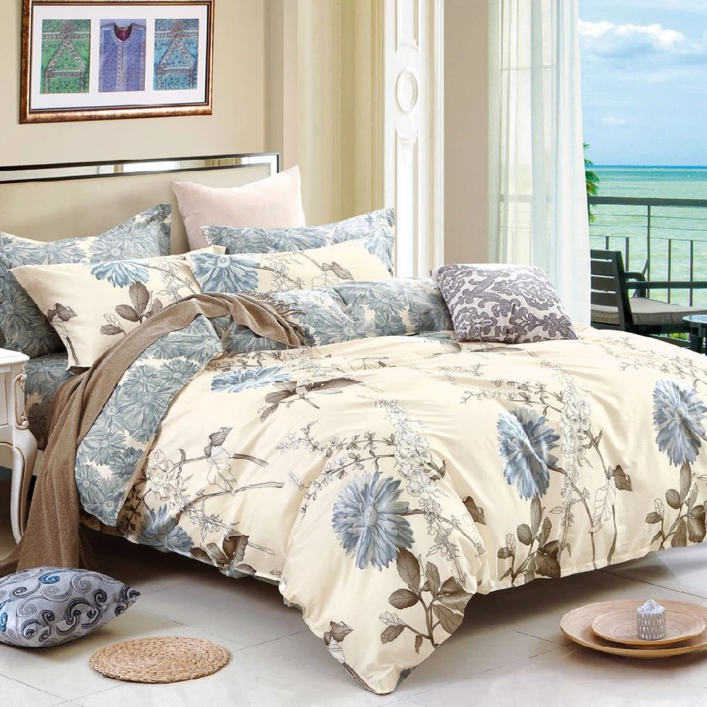 1 Luxor Cotton Dandelion Design Quilt Doona Duvet Cover Set - Queen Bed - Multi, 1 of 1
