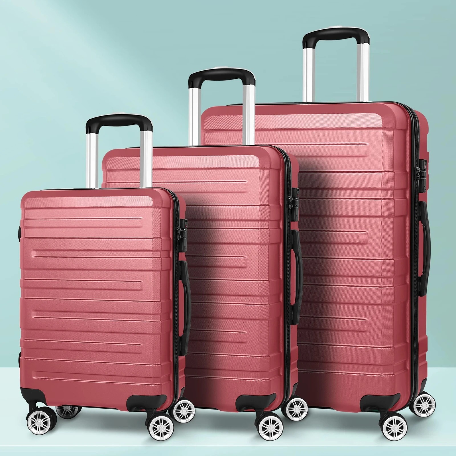 10 Alfordson Luggage 3PCS Set Suitcase ABS+PC Trolley TSA Hard Shell Case - Pink, 10 of 10