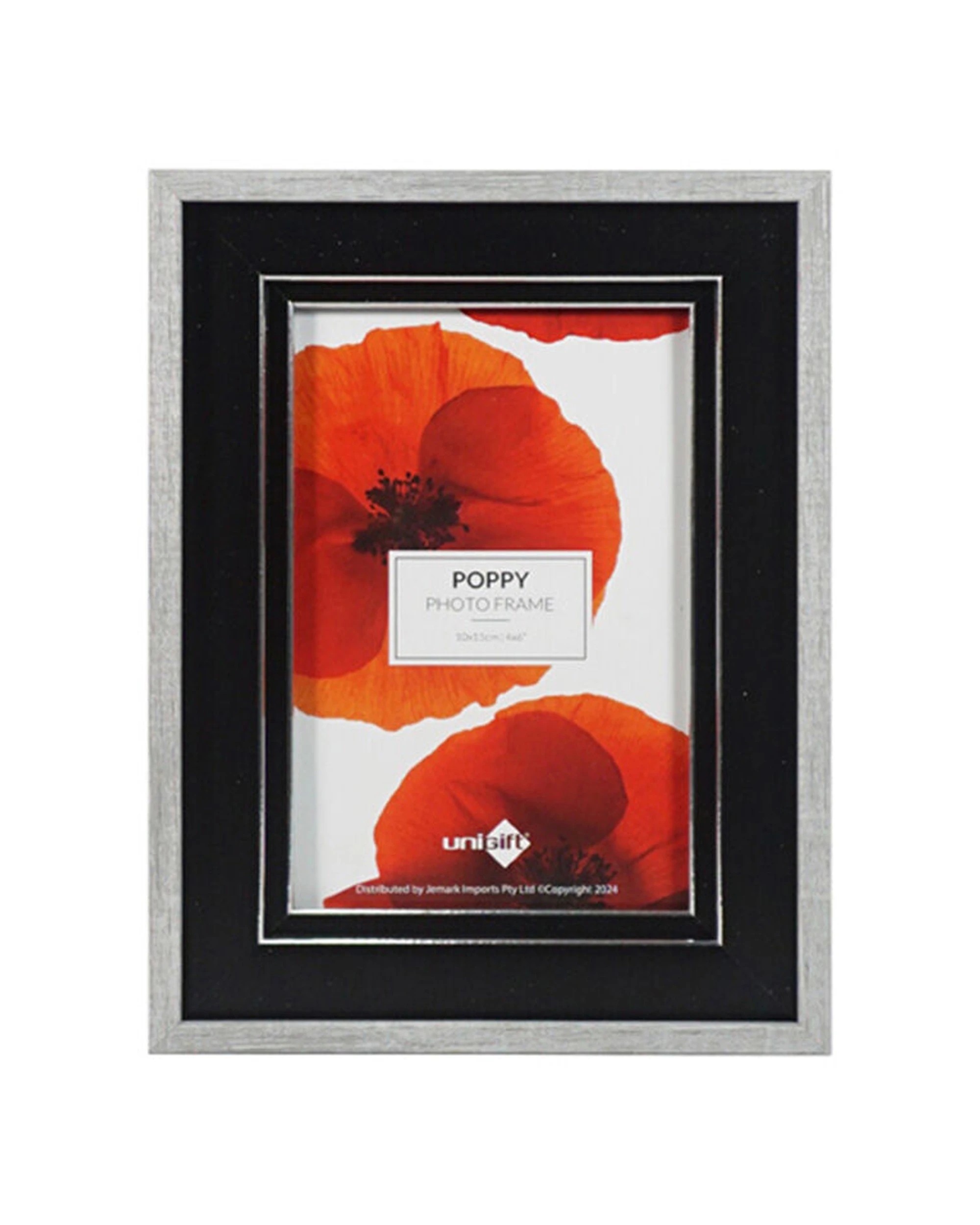 2 Unigift 6pc Poppy Photo Frame Picture Holder 10x15cm - Black, 2 of 2