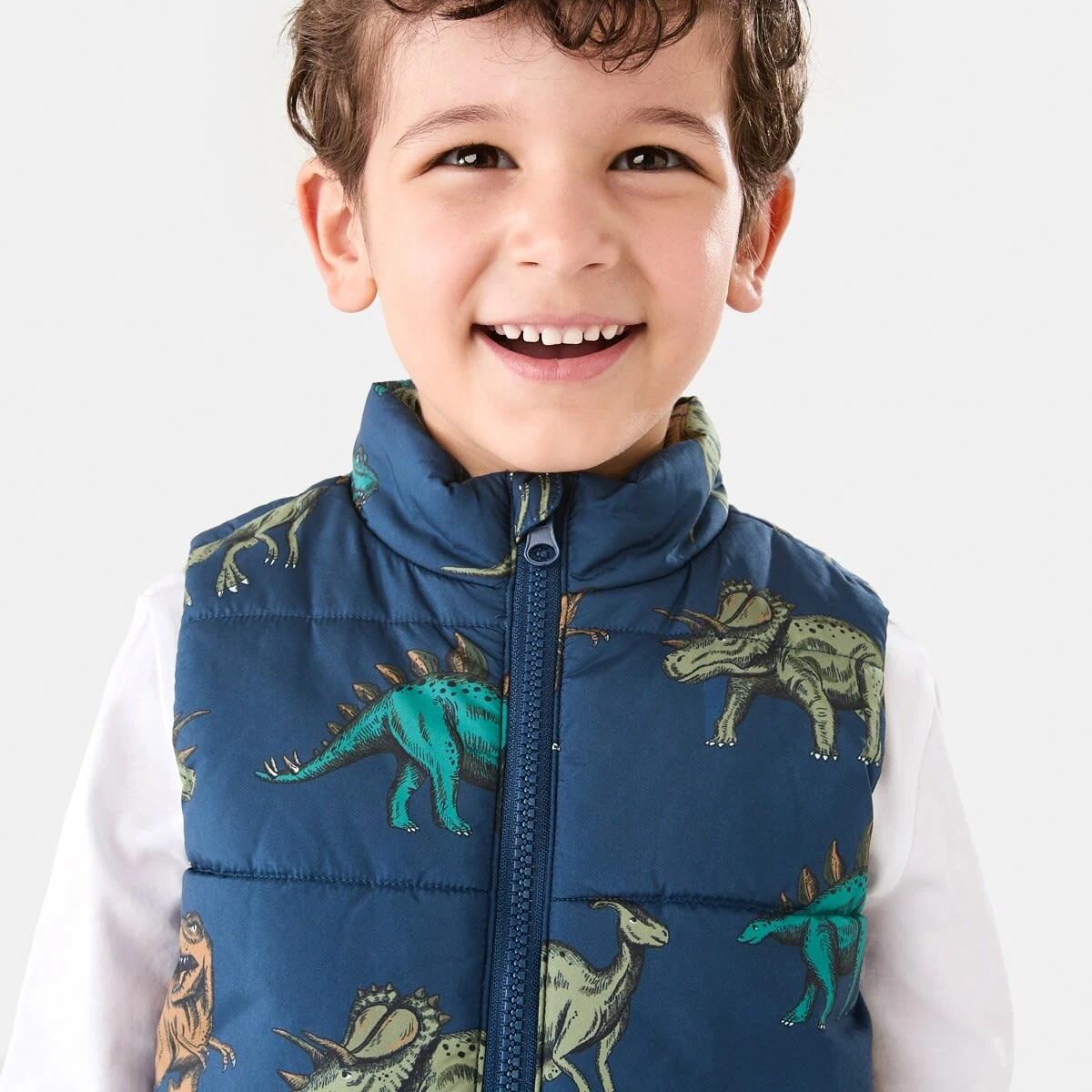 4 Printed Puffer Vest Blu Dinos, 4 of 10