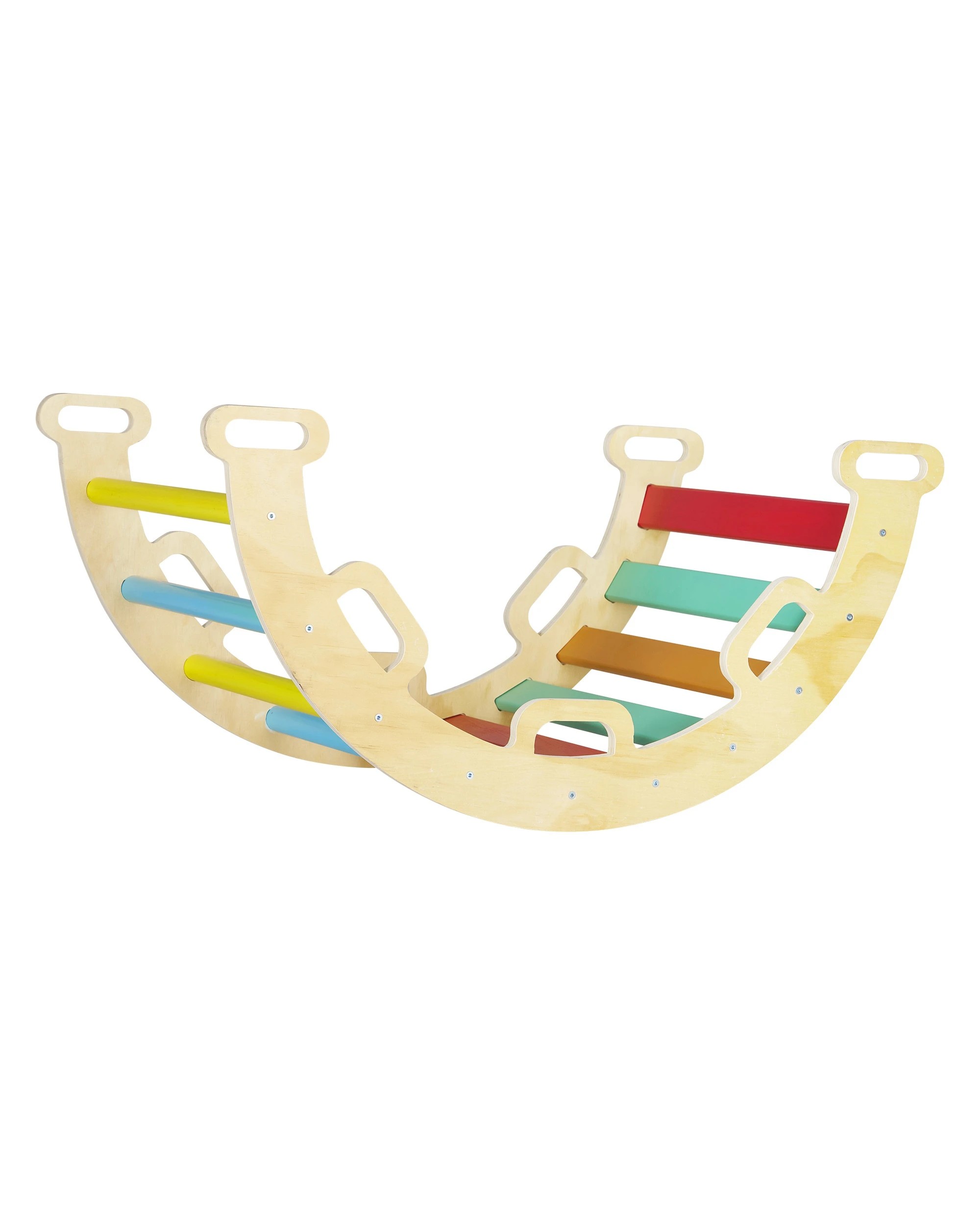 6 PlayPals 7-In-1 Pikler Triangle Set Toddler Wood Climb Play Set w/ Easy-Grip Handles, 6 of 9