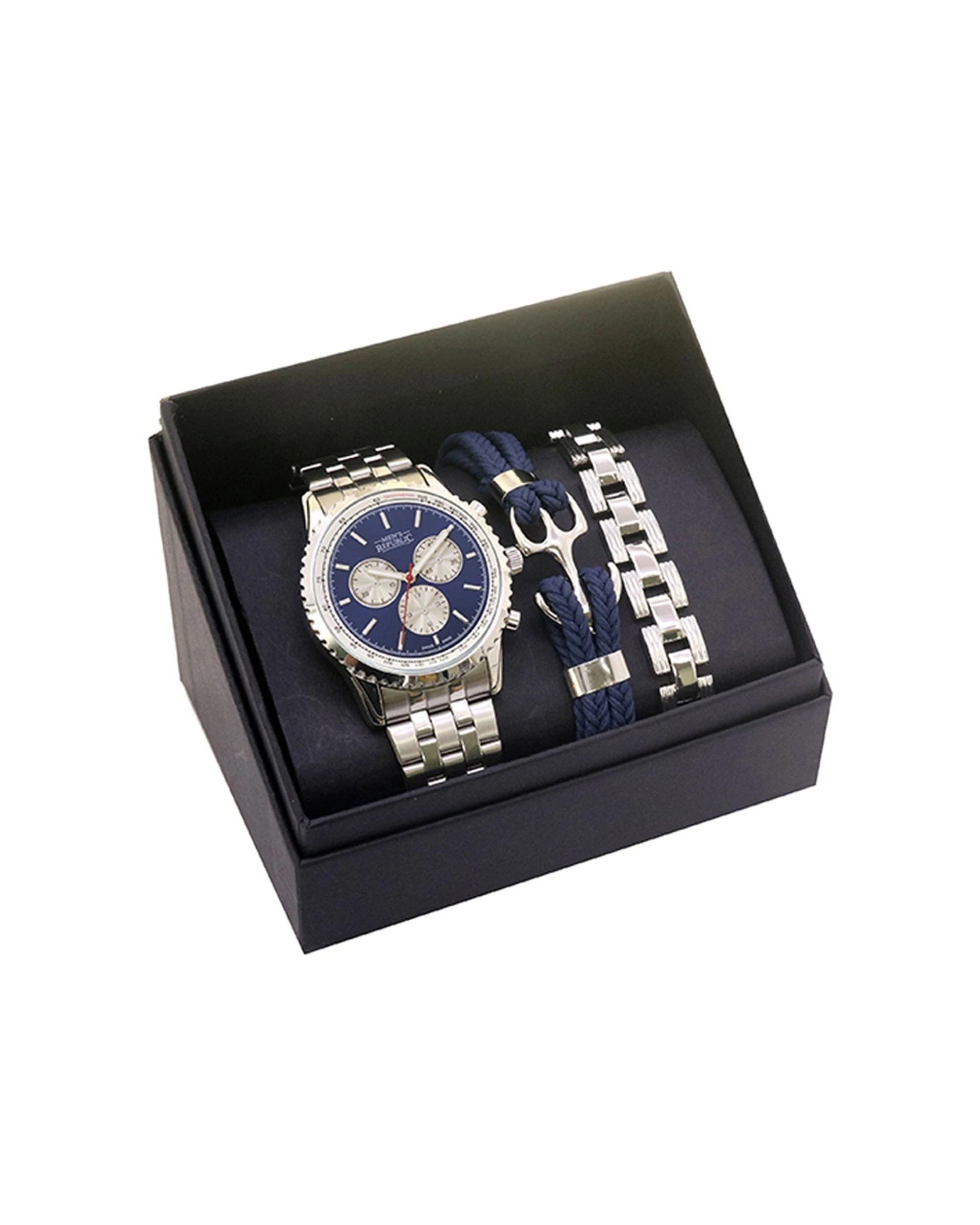 2 Men's Republic 3pc Watch Set With Bracelets Signature Gift - Silver, 2 of 3