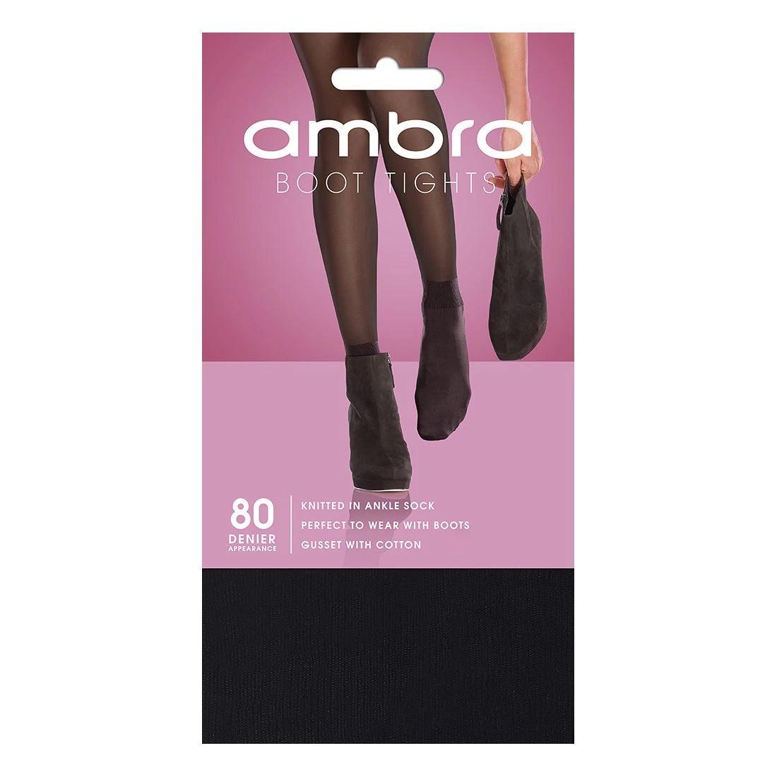 1 Ambra 1 Pack 80 Denier Opaque Boot Tights BLACK
