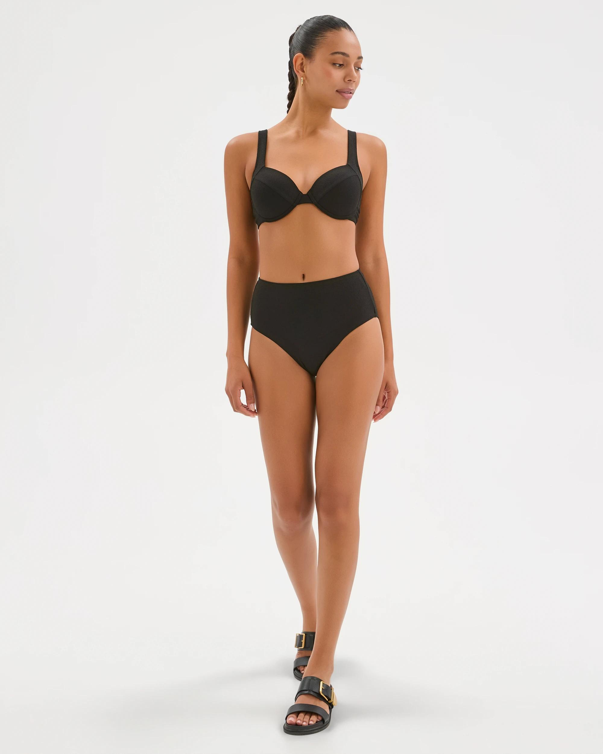 2 Target Woman Shape Your Body Resort Balconette Soft Textured Swim Bikini Top BLACK, 2 of 9
