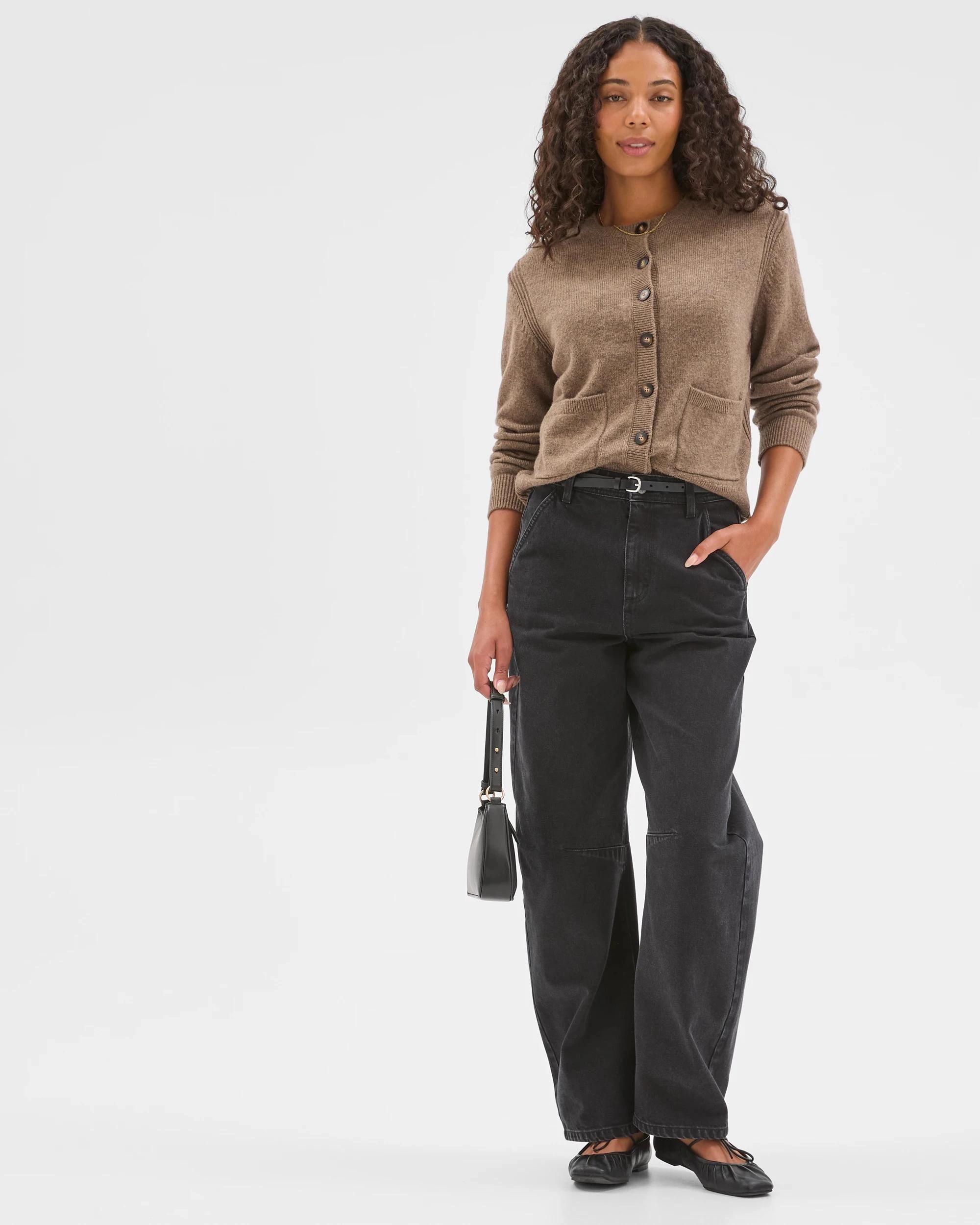 5 Target Woman Australian Lambswool Cardigan DARK TAUPE, 5 of 7
