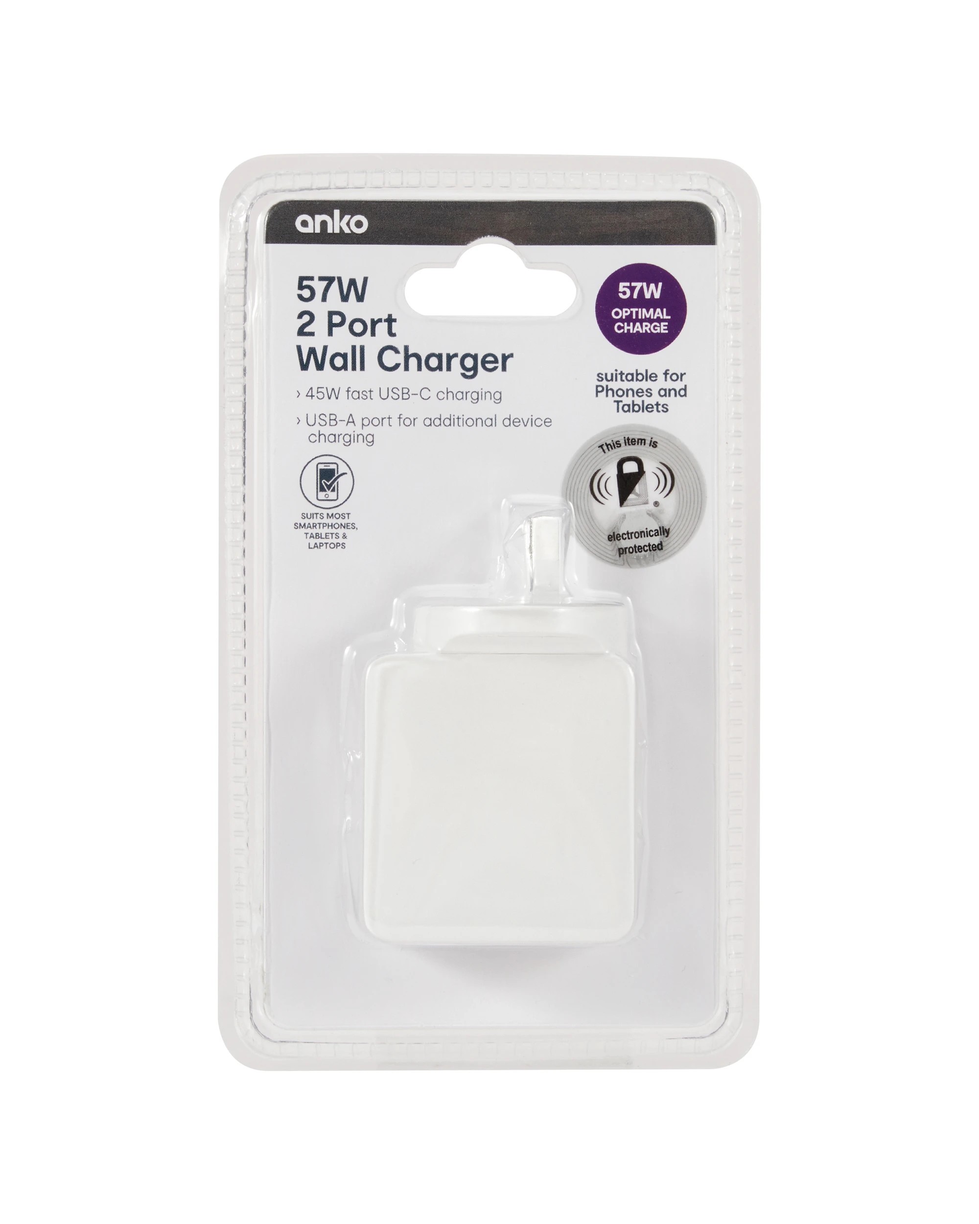 5 USB - C and USB - A 2 Wall Charger - Anko - White, 5 of 6