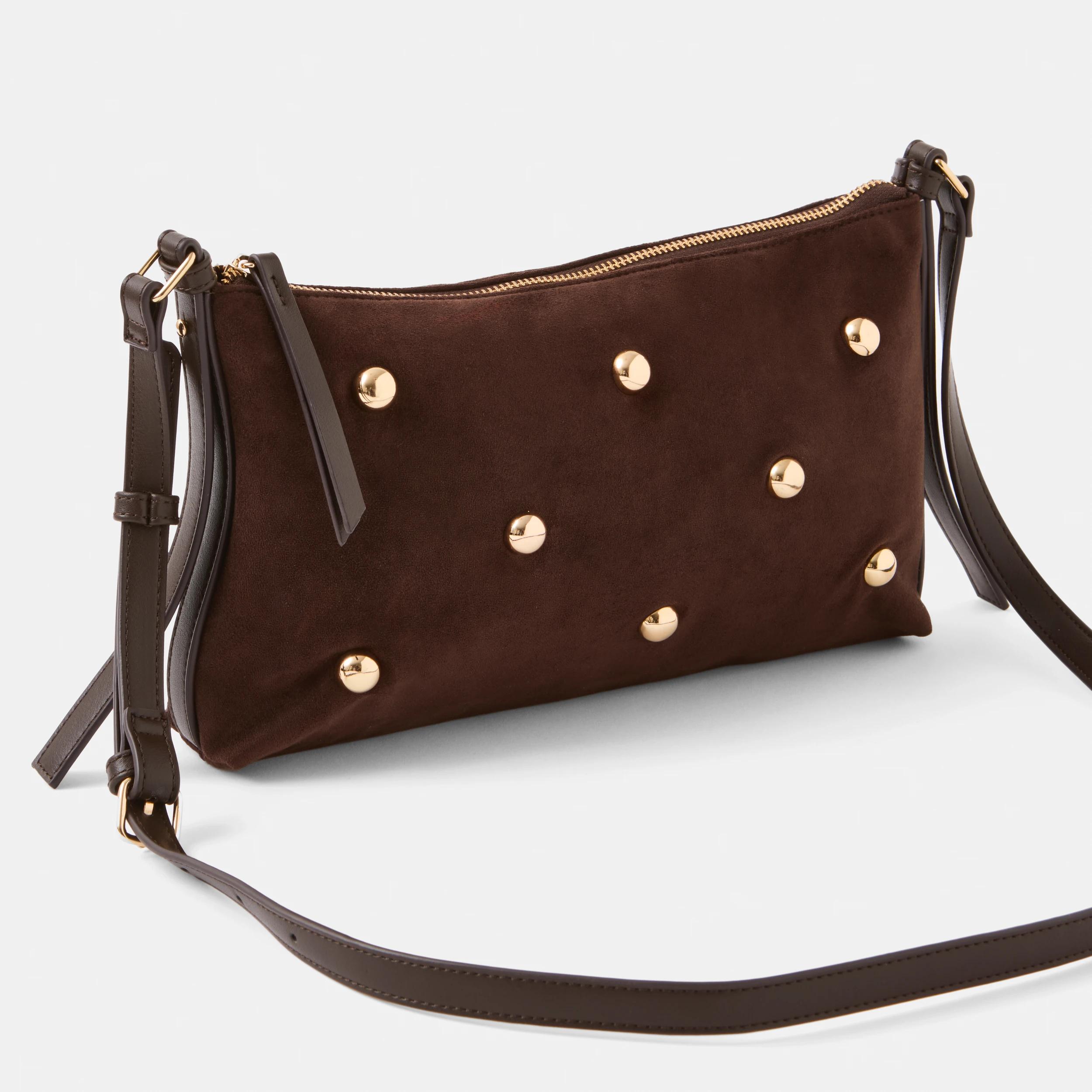 2 Studded Slouchy Crossbody Bag CHOCOLATE PLUM, 2 of 6