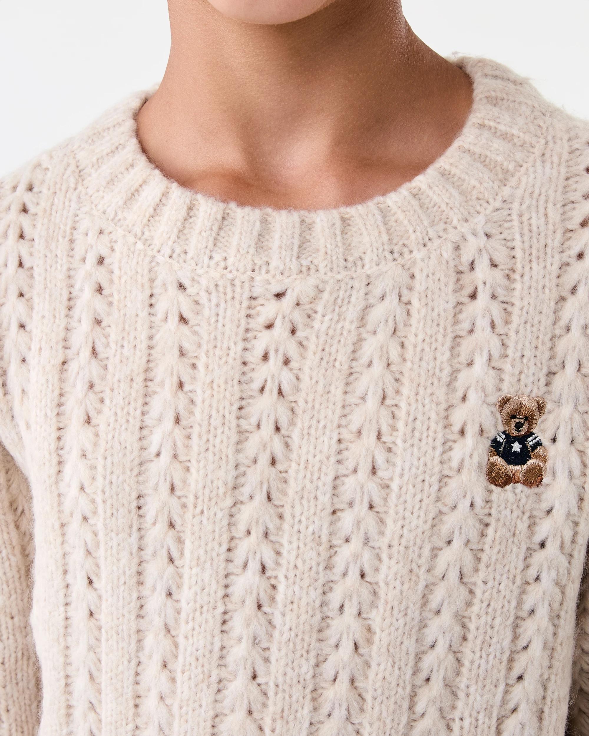 4 Cable Bear Crew Knit Sweatshirt Bge Bear, 4 of 7