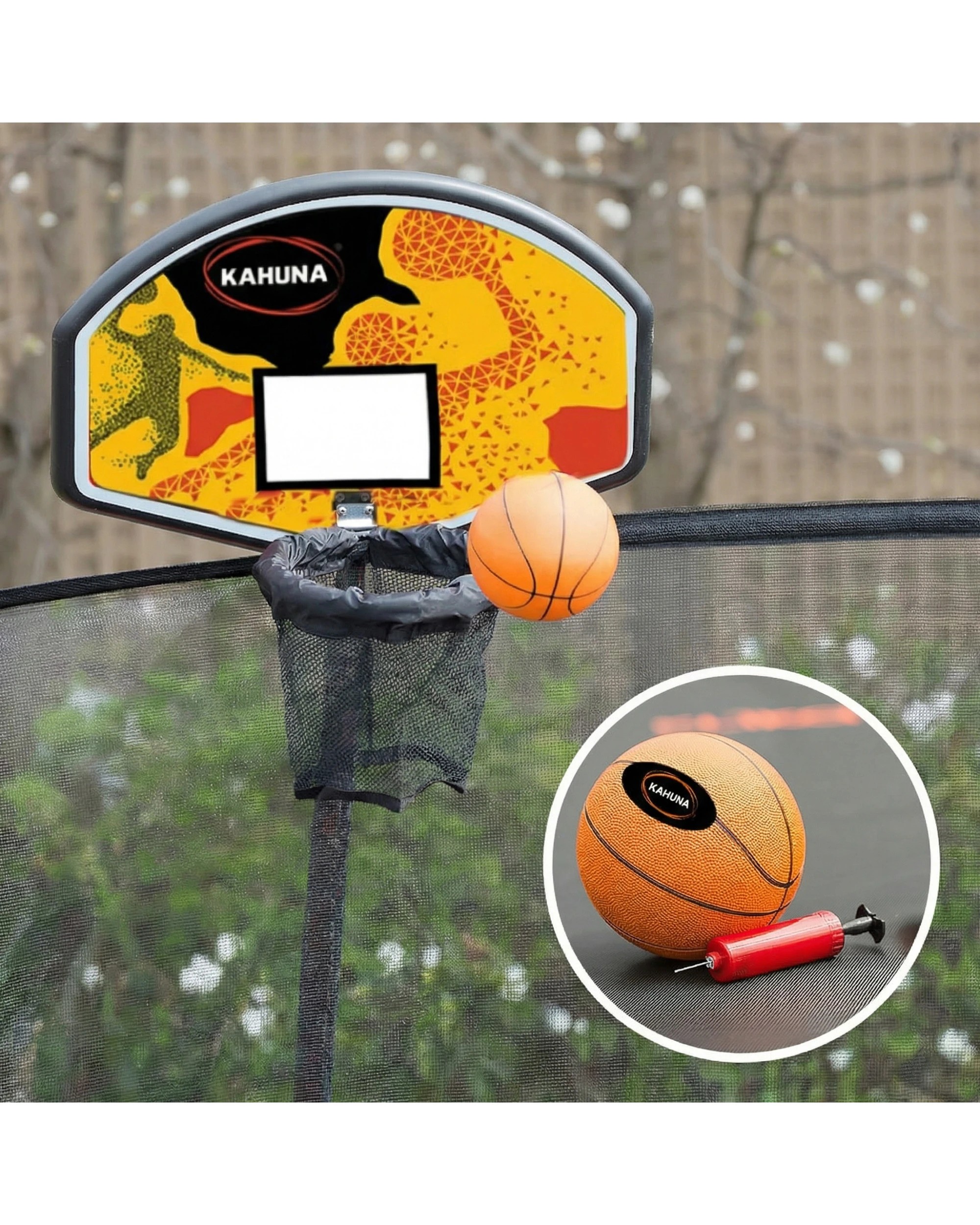 8 Kahuna 16ft Trampoline with Safety Pad, Basketball Set and Roof in Rainbow - Assorted, 8 of 10