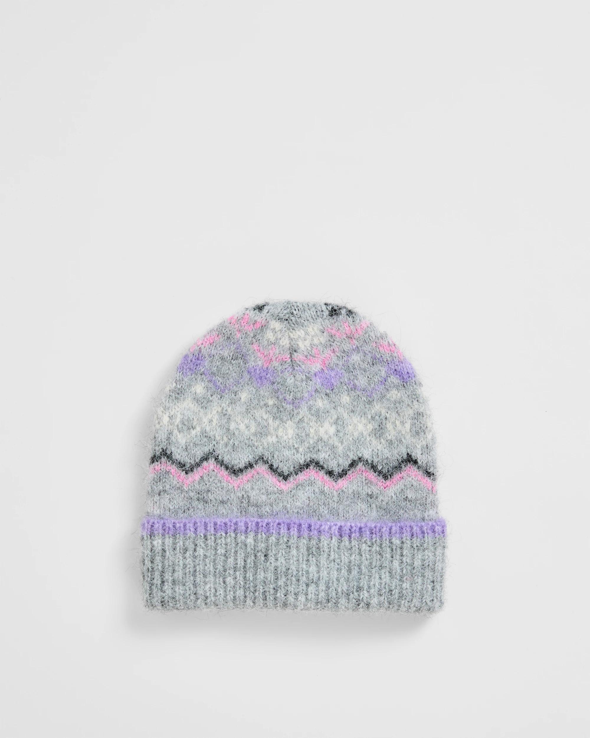 1 Target Kids Fairisle Beanie GREY LILAC, 1 of 2