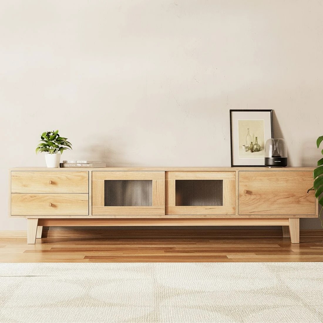 7 Artiss TV Cabinet Entertainment Unit Stand Storage Drawer 180CM - Natural, 7 of 8