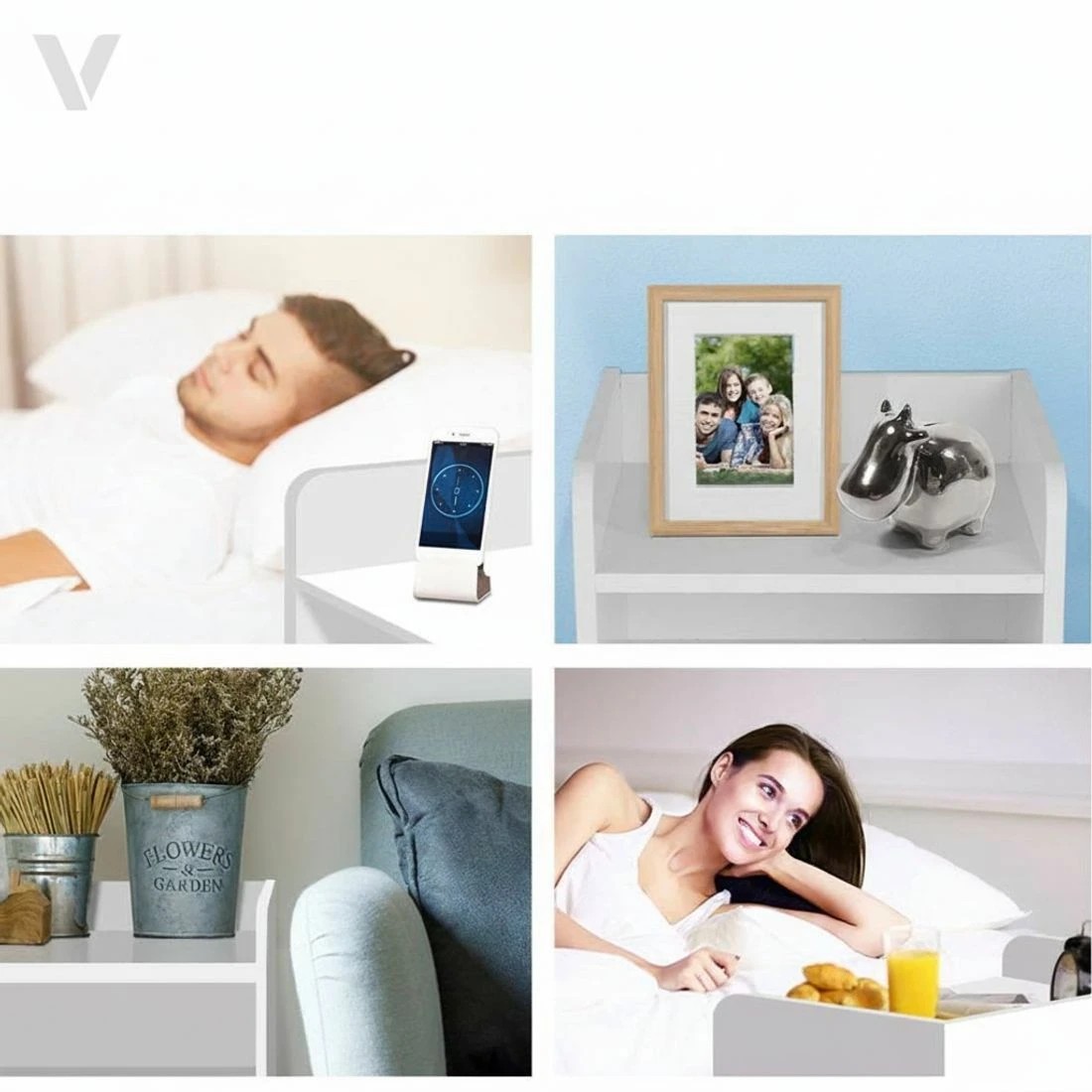 7 Artiss Bedside Table 1 Drawer with Shelf Nightstand Bedroom Furniture Storage Modern Decor Easy Assembly - White, 7 of 9