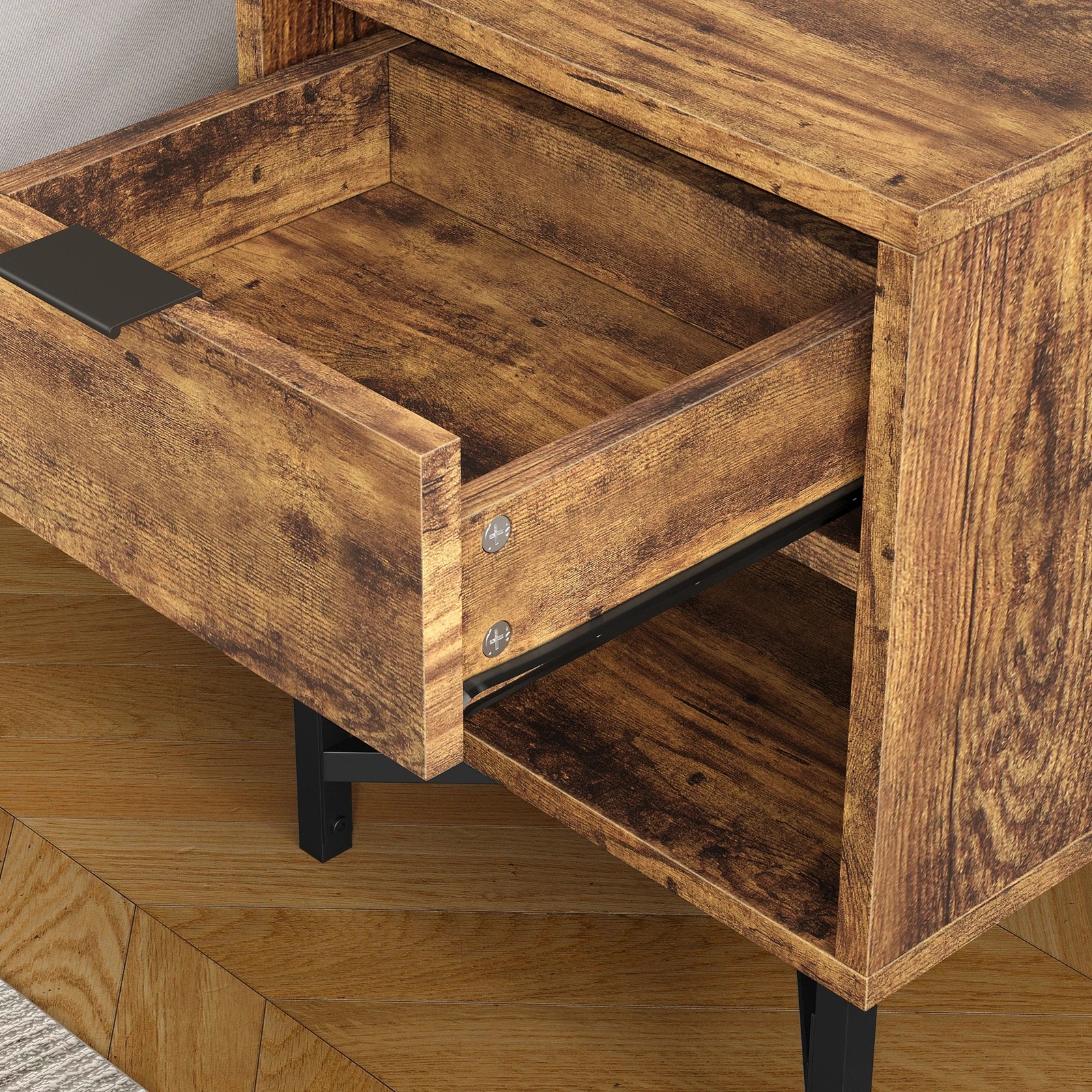 6 Alfordson 2x Bedside Table Retro Nightstand Side Cabinet - Oak, 6 of 10