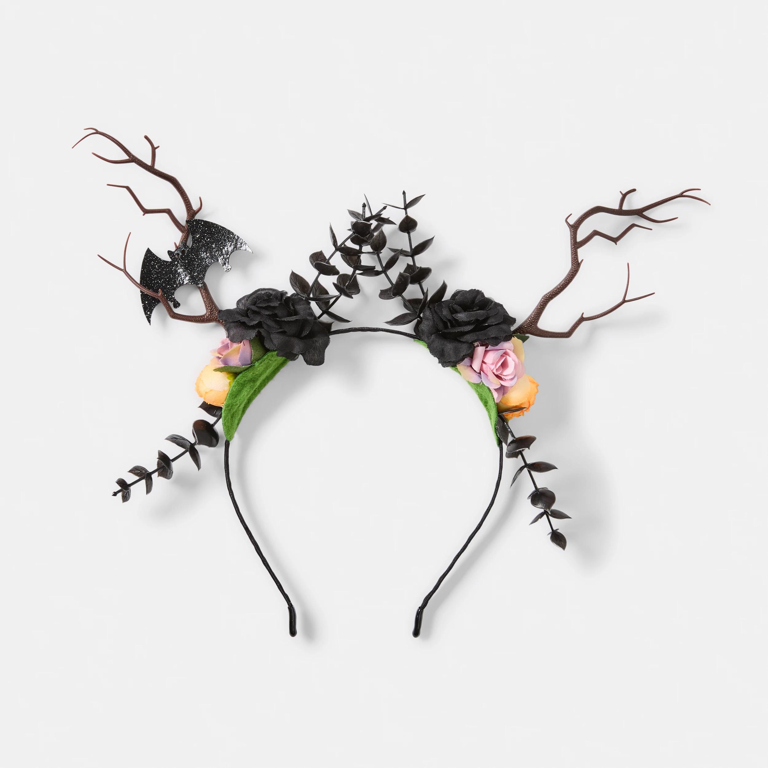1 Halloween Floral Forest Headband - Black, Yellow, Green and Pink Black, 1 of 4