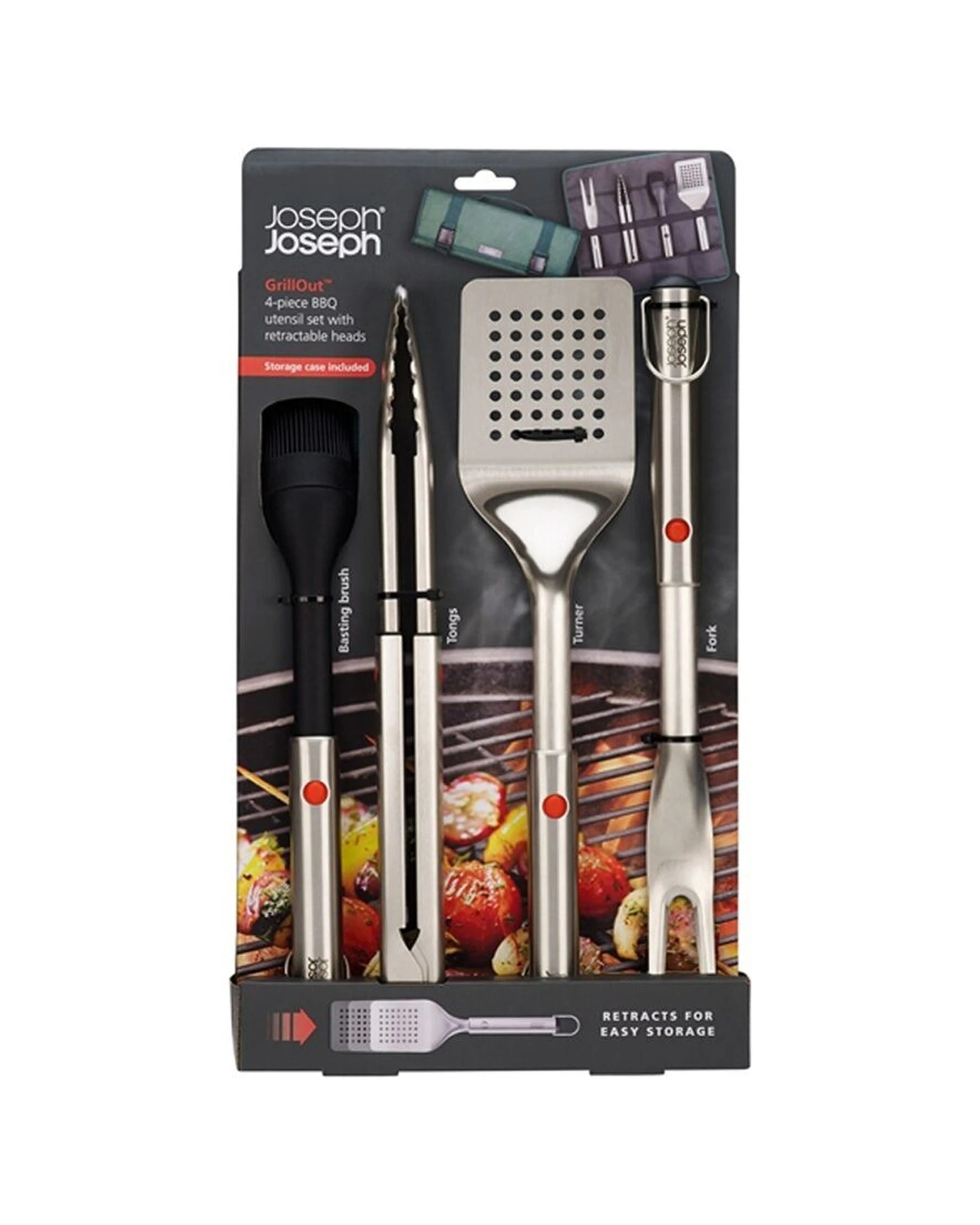 2 Joseph Joseph GrillOut 4pc BBQ Utensil Set Stainless Steel With Carry Case - Silver, 2 of 8