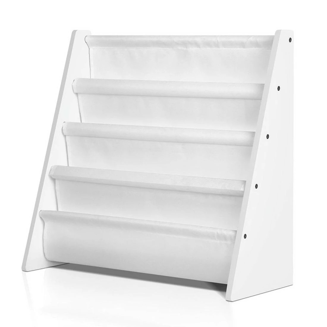 1 Keezi 4 Tiers Kids Bookshelf Magazine Shelf Children Bookcase Rack Organiser Toy Storage Reading Nook Playroom - White, 1 of 9
