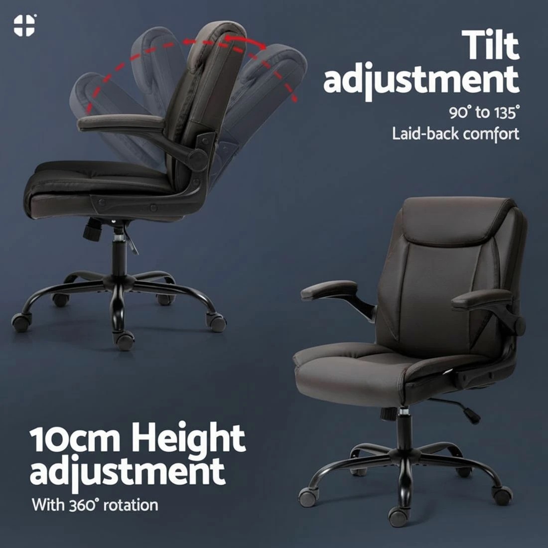 5 Artiss Executive Office Chair Mid Back - Brown, 5 of 5