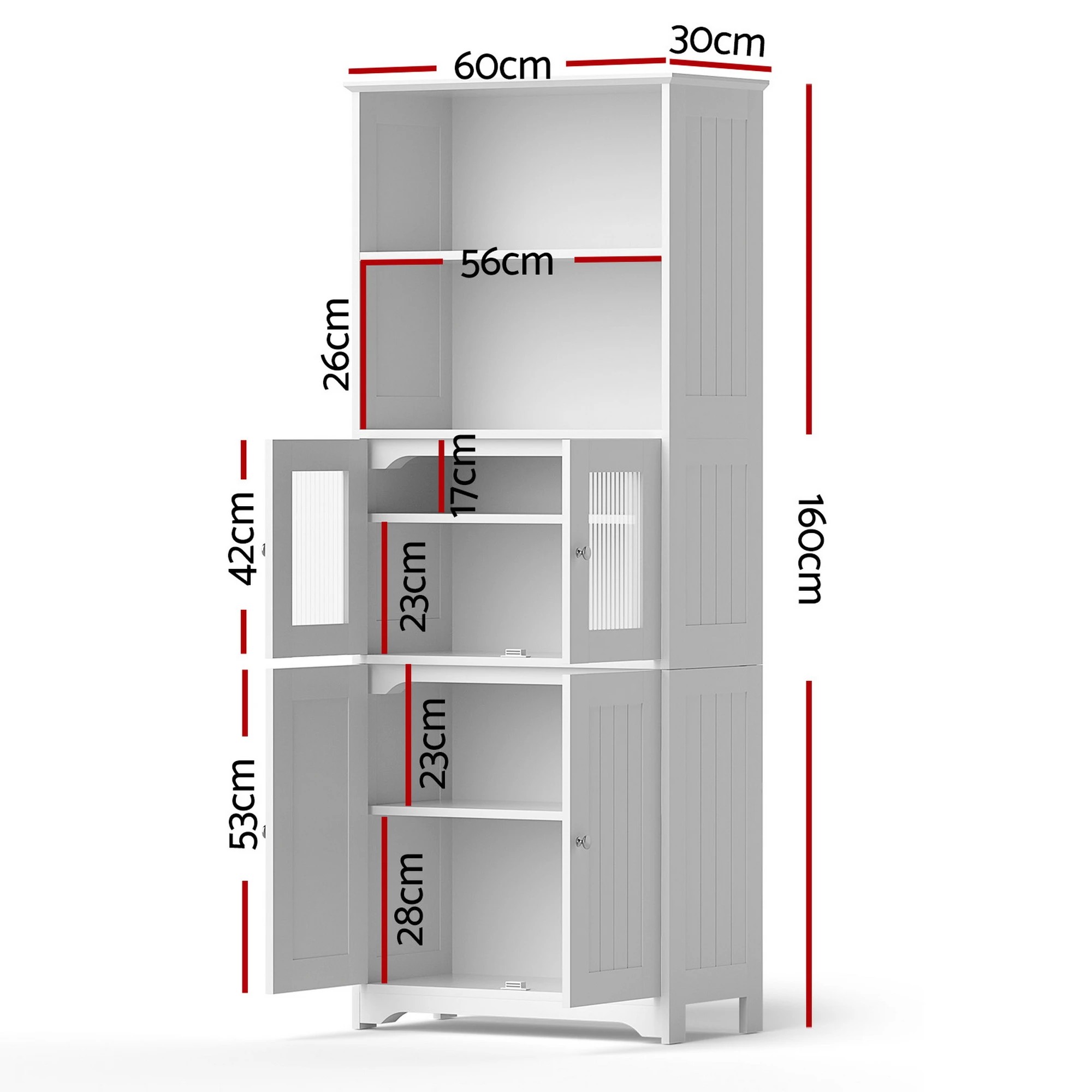 2 Artiss 2x Buffet Sideboard Cabinet Pantry Kitchen Bathroom Storage - White, 2 of 3