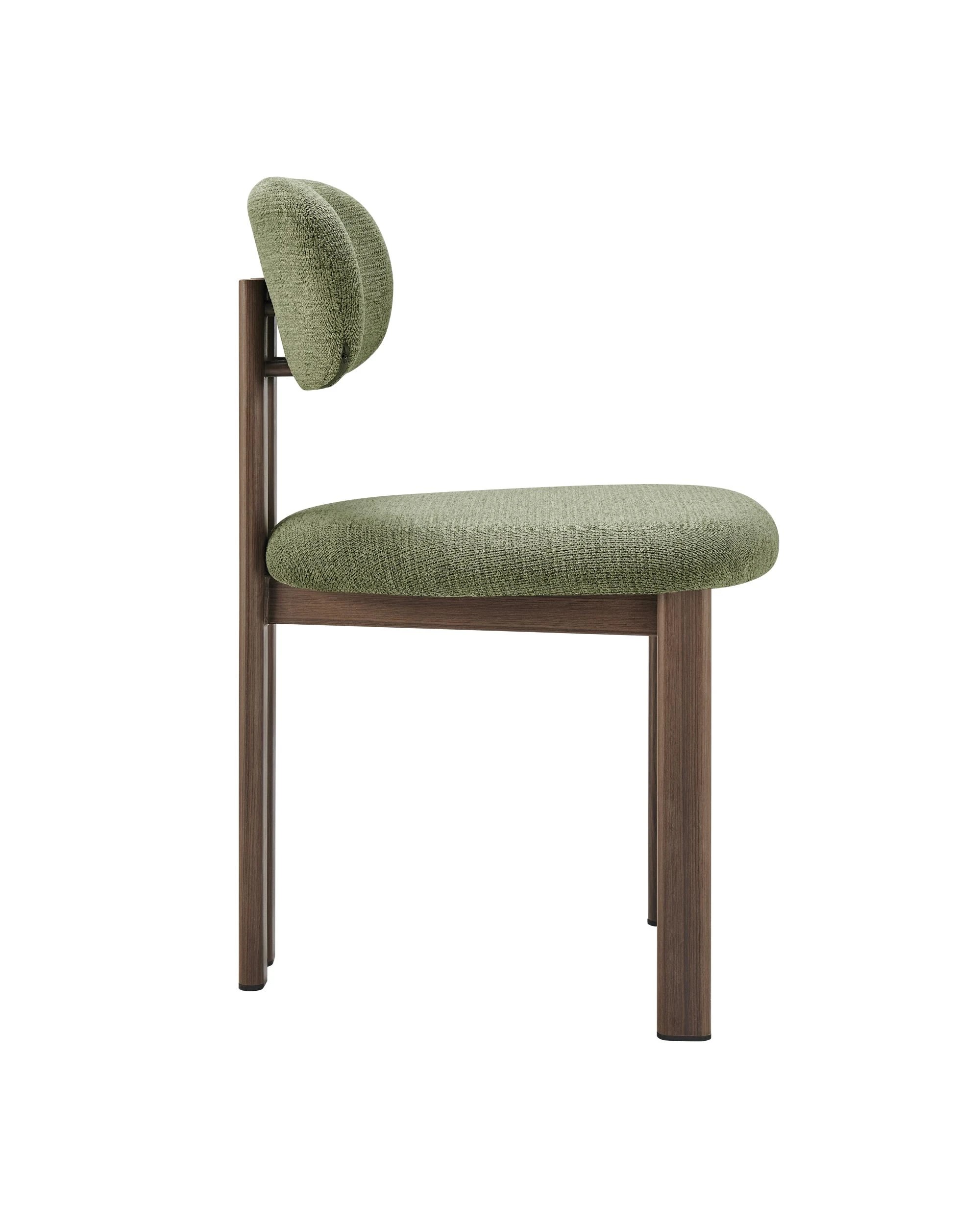 4 Kodu Upholstered Dining Chairs Pair (Set of 2) Olive and Walnut Look - Green, 4 of 10
