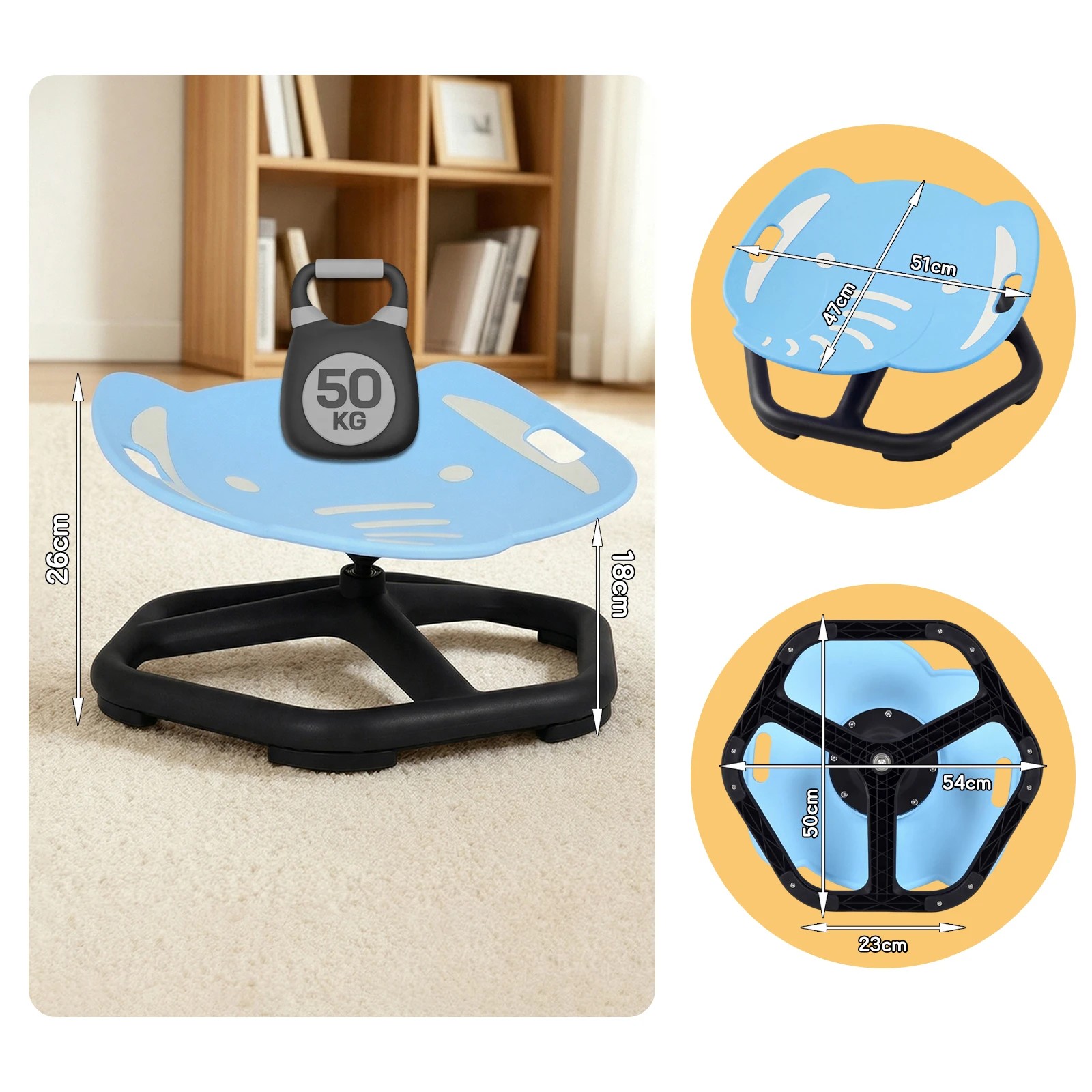 3 Advwin Sensory Spinning Chair Toddler Sensory Chair Swivel- Blue, 3 of 9