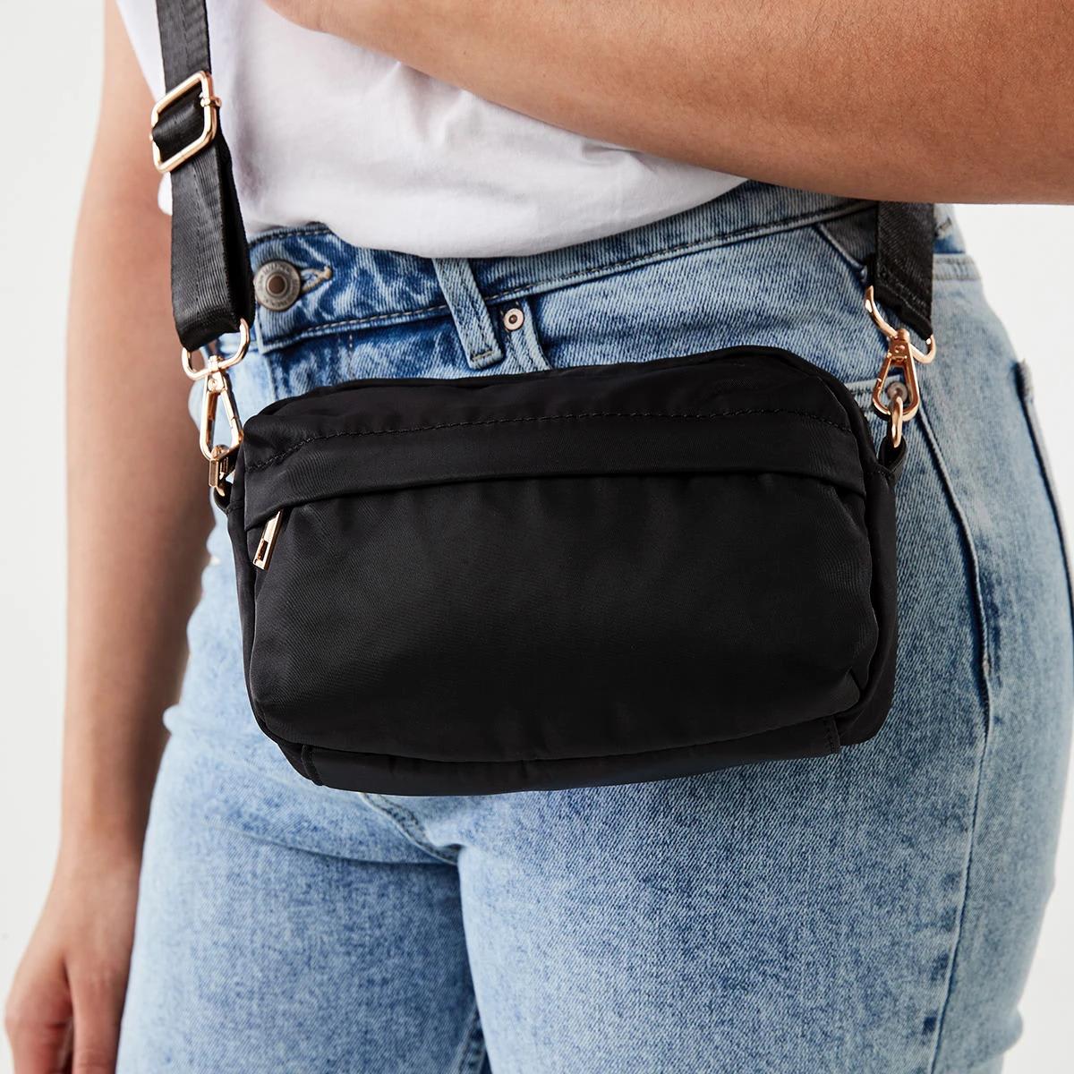 6 Double Pocket Crossbody Bag Black, 6 of 7