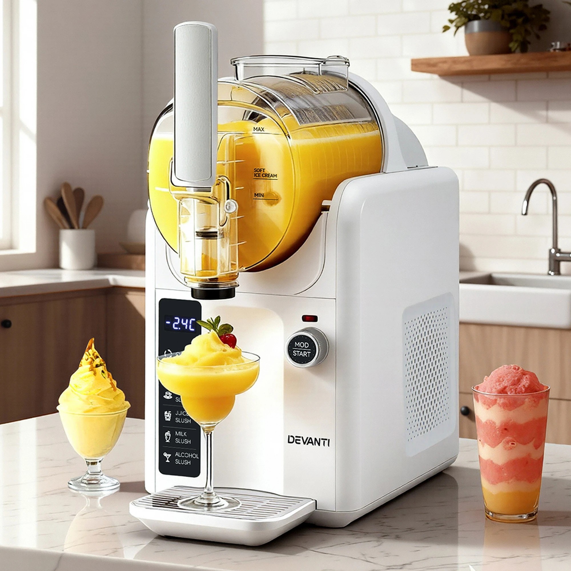 9 Devanti 5-in-1 Slushie Machine Ice Cream Maker 2L - White, 9 of 10