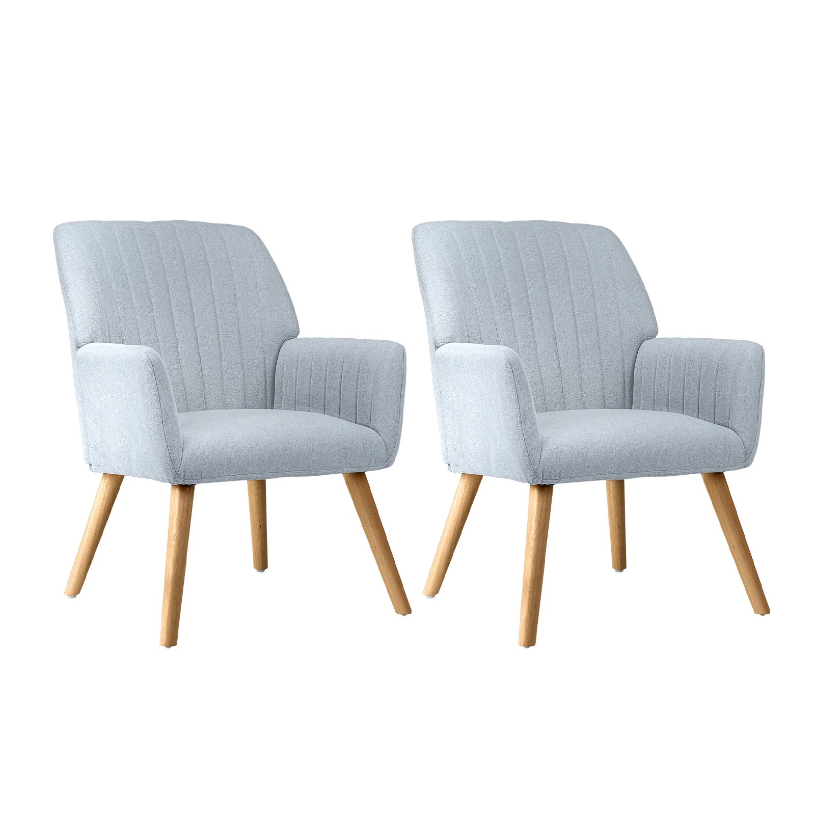 3 Oikiture 2x Armchair Lounge Sofa Chair Fabric Accent Chairs Armchairs - Grey, 3 of 10