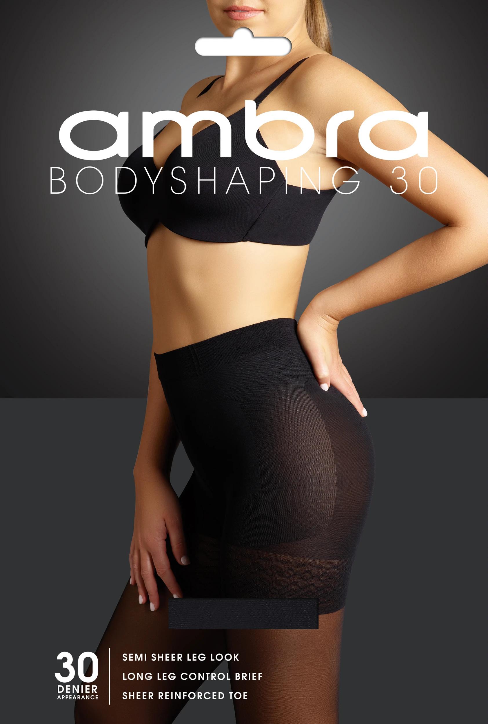 5 Ambra 1 Pack 30 Denier Bodyshaping Pantyhose - Natural BLACK, 5 of 5