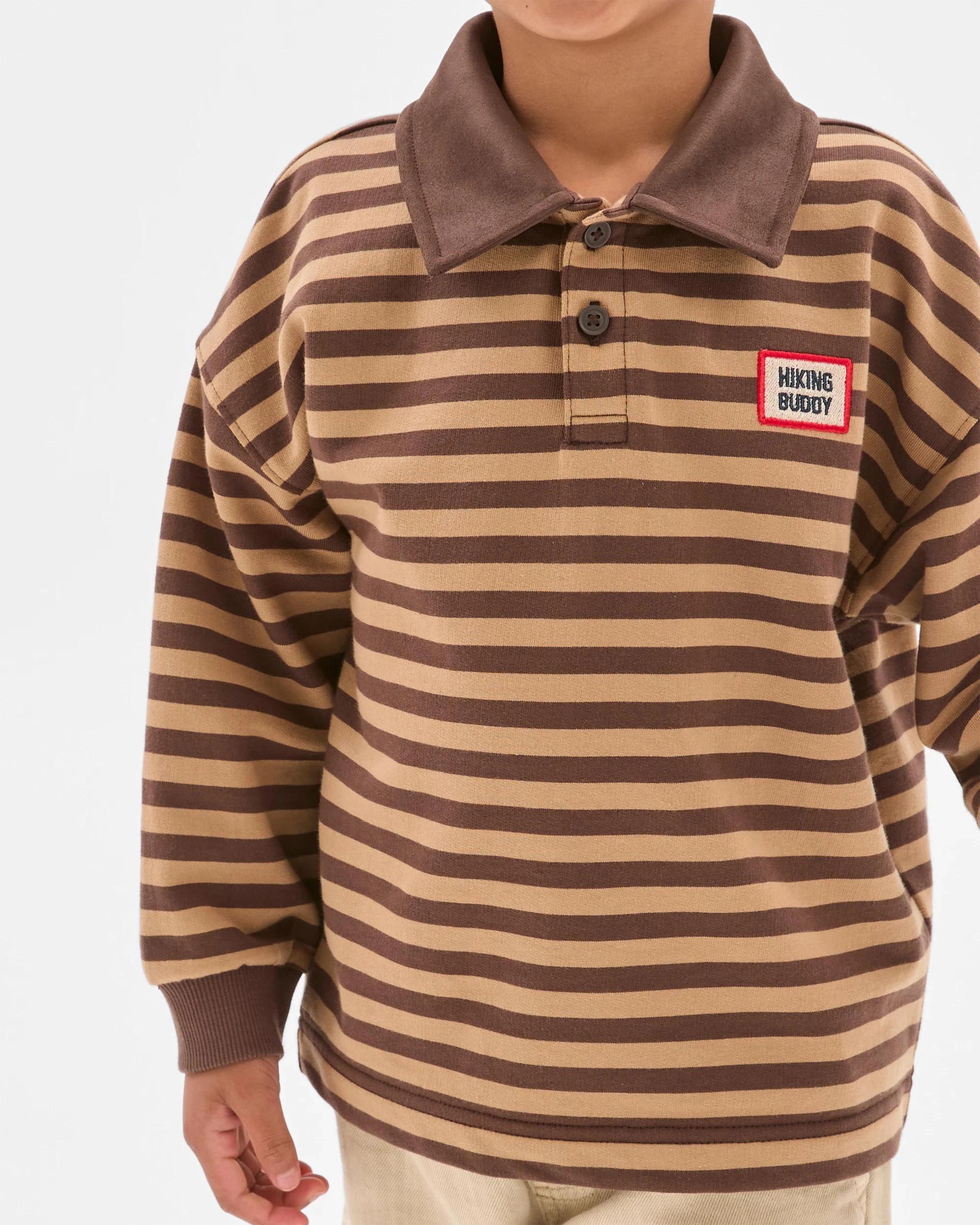 4 Target Kids Australian Cotton Rugby Top BROWN STRIPE, 4 of 7