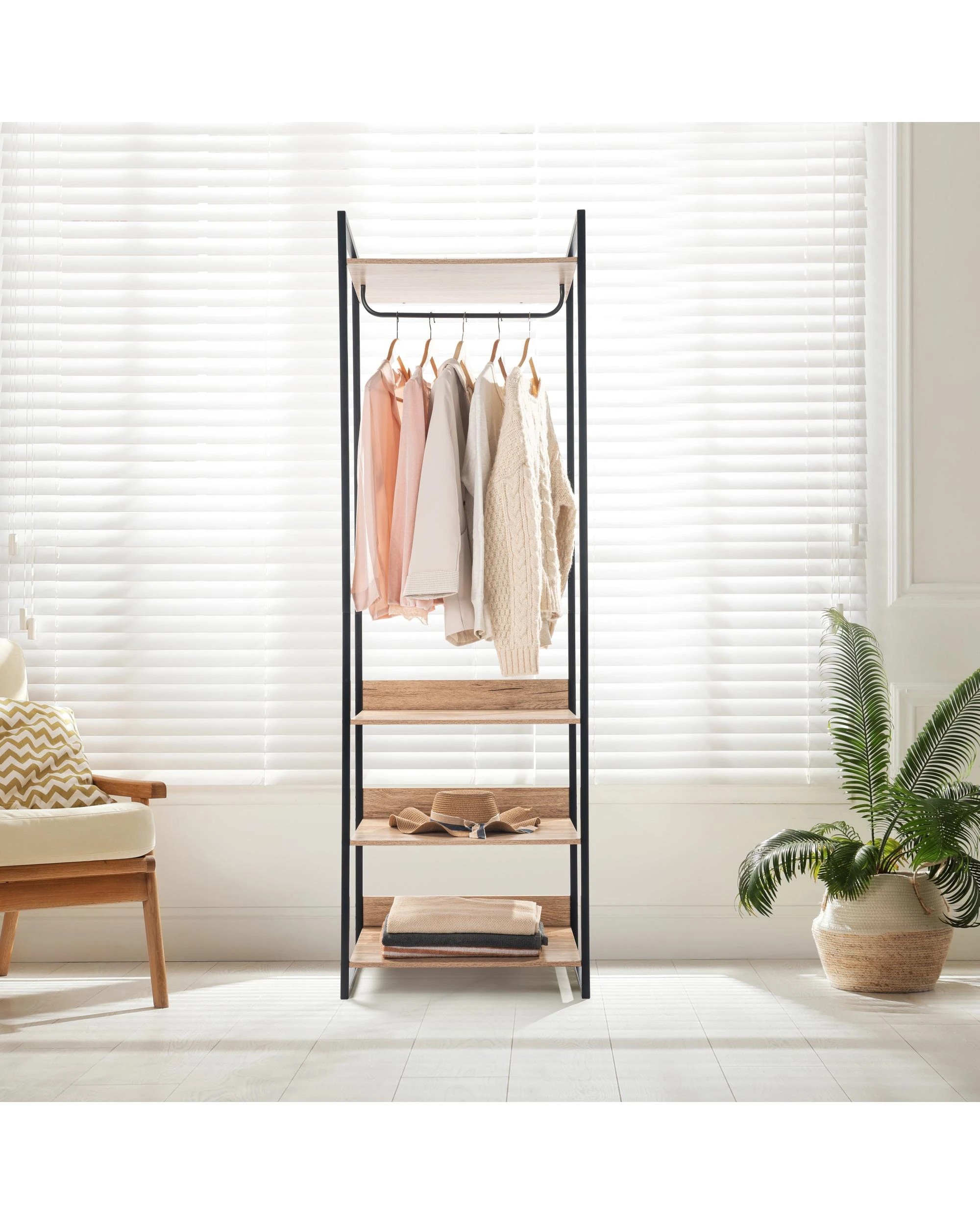 3 Kodu Open Wardrobe Clothes Hanger Shelving - Black, 3 of 8