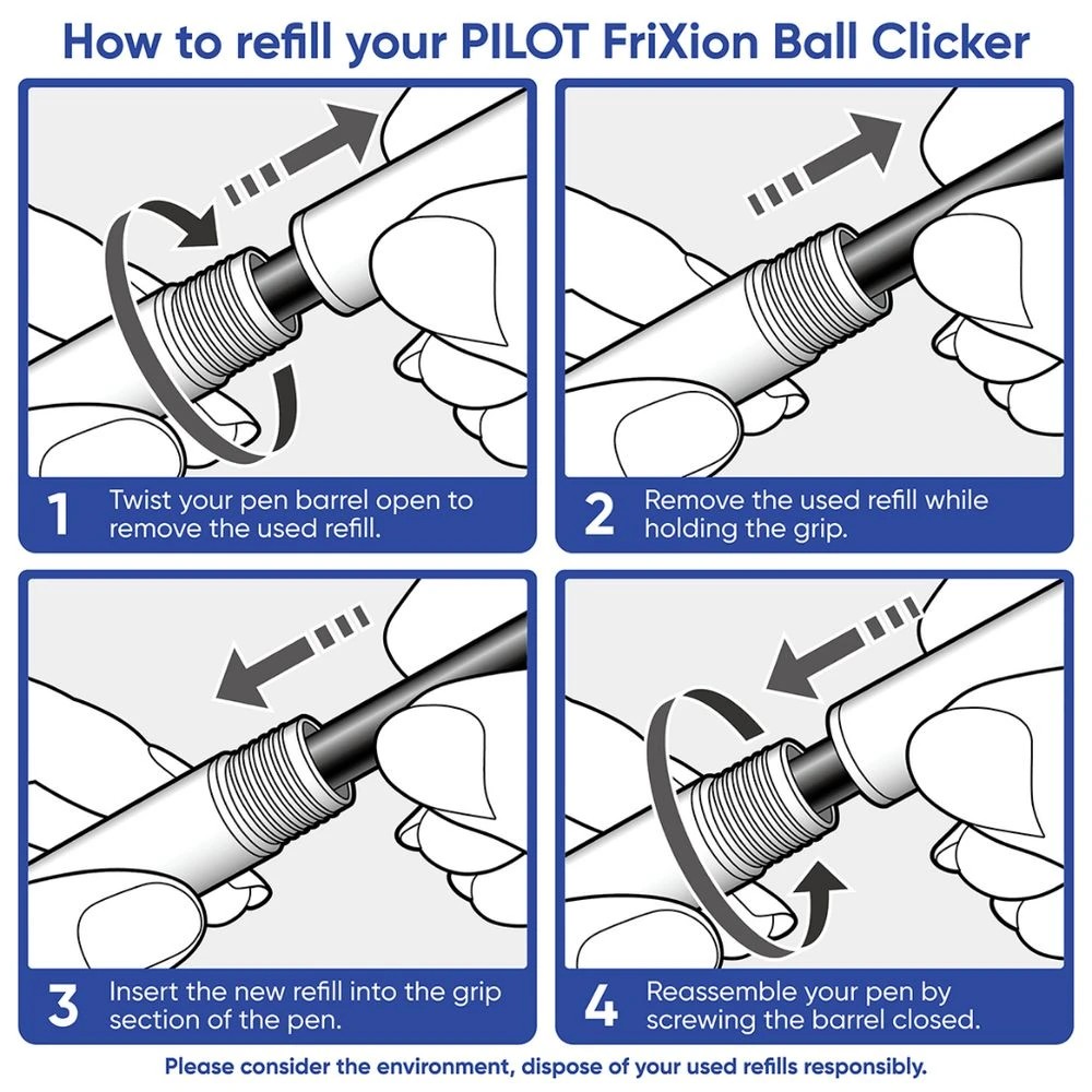 7 PILOT FriXion Clicker Erasable Gel Pen 1mm Blue 4 Pack, 7 of 7