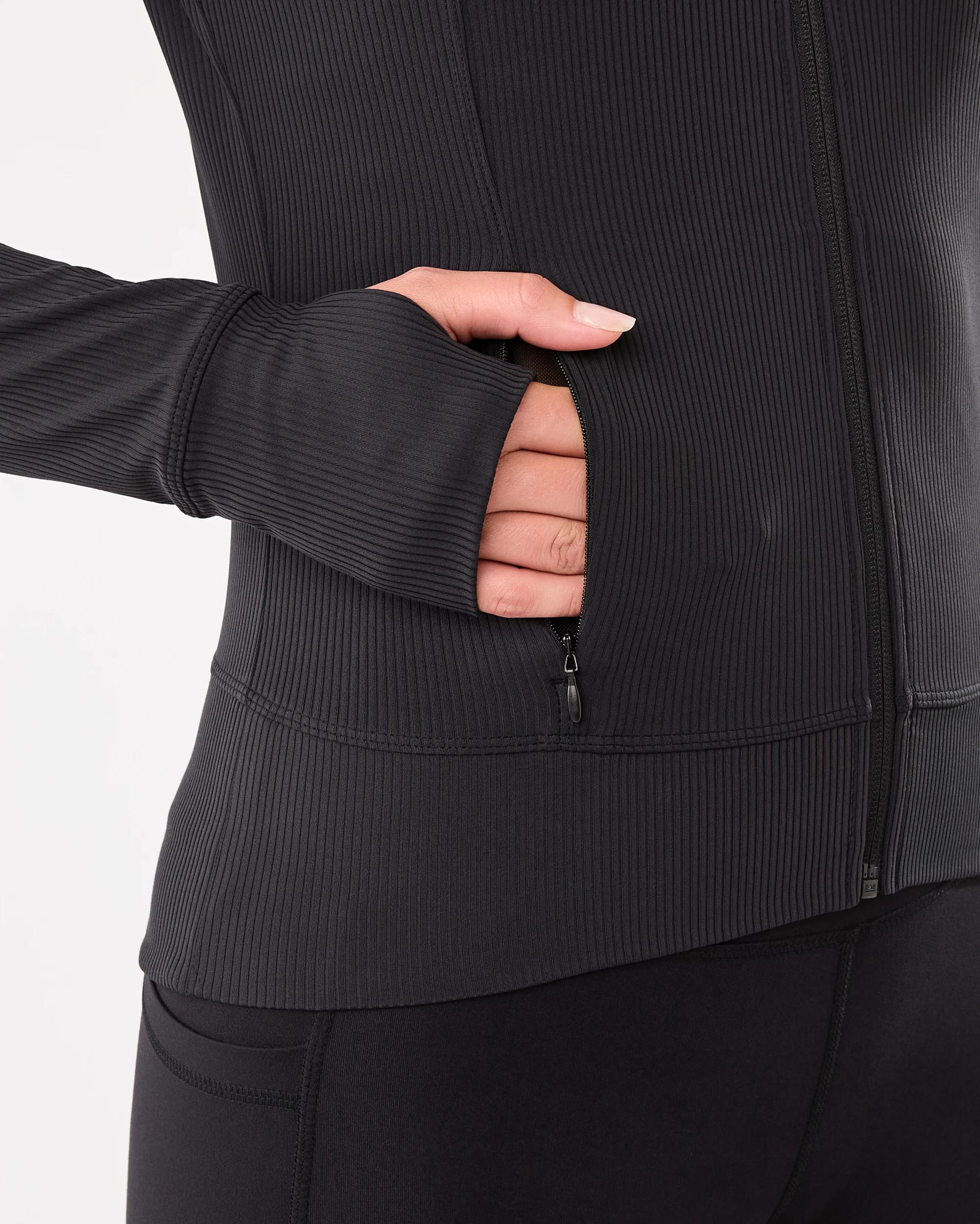 7 Active Womens Ultrasoft Rib Jacket Black, 7 of 8