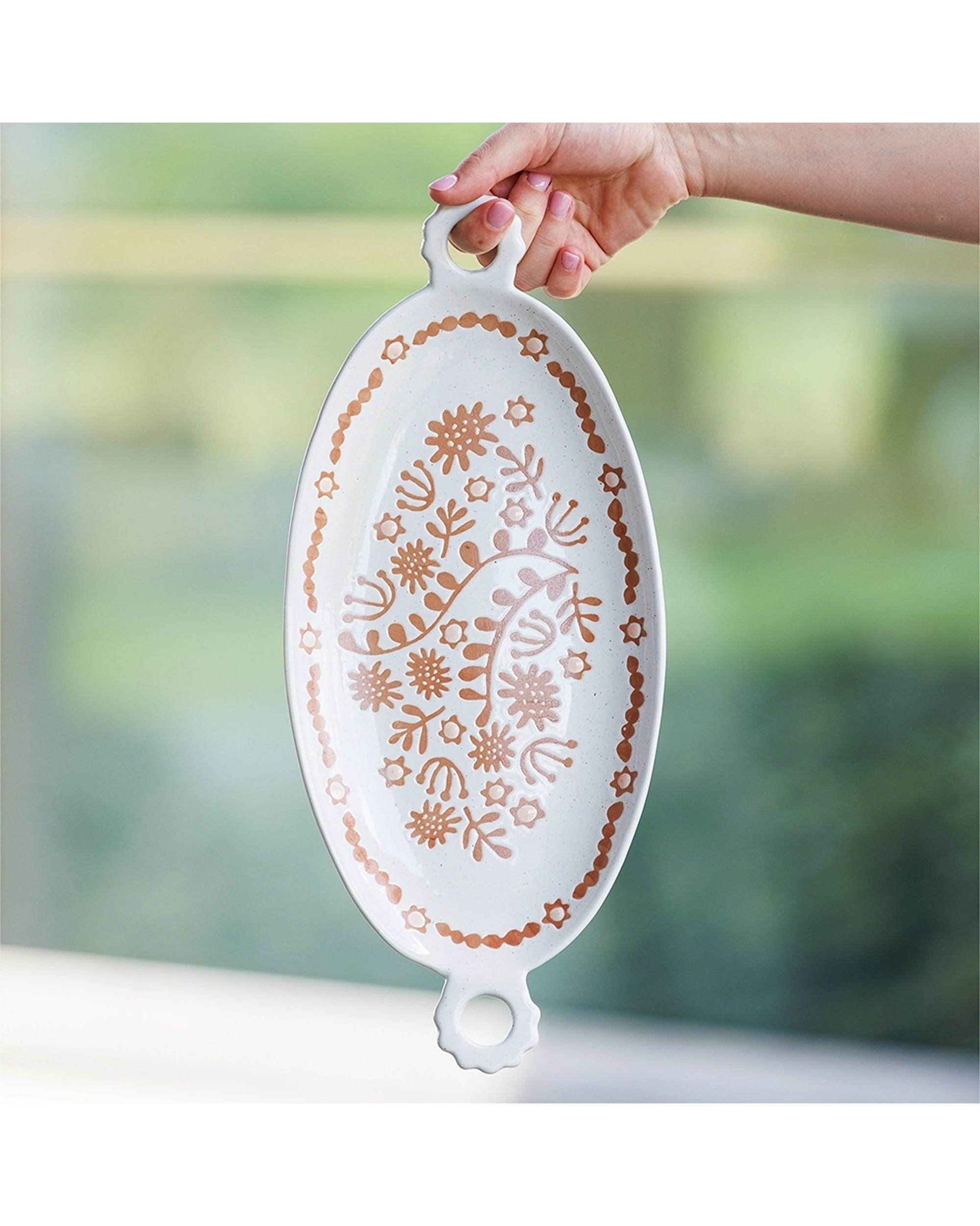 4 Ecology Nori Stoneware Loop Food Serving Platter Decorative 41cm - Red, 4 of 5