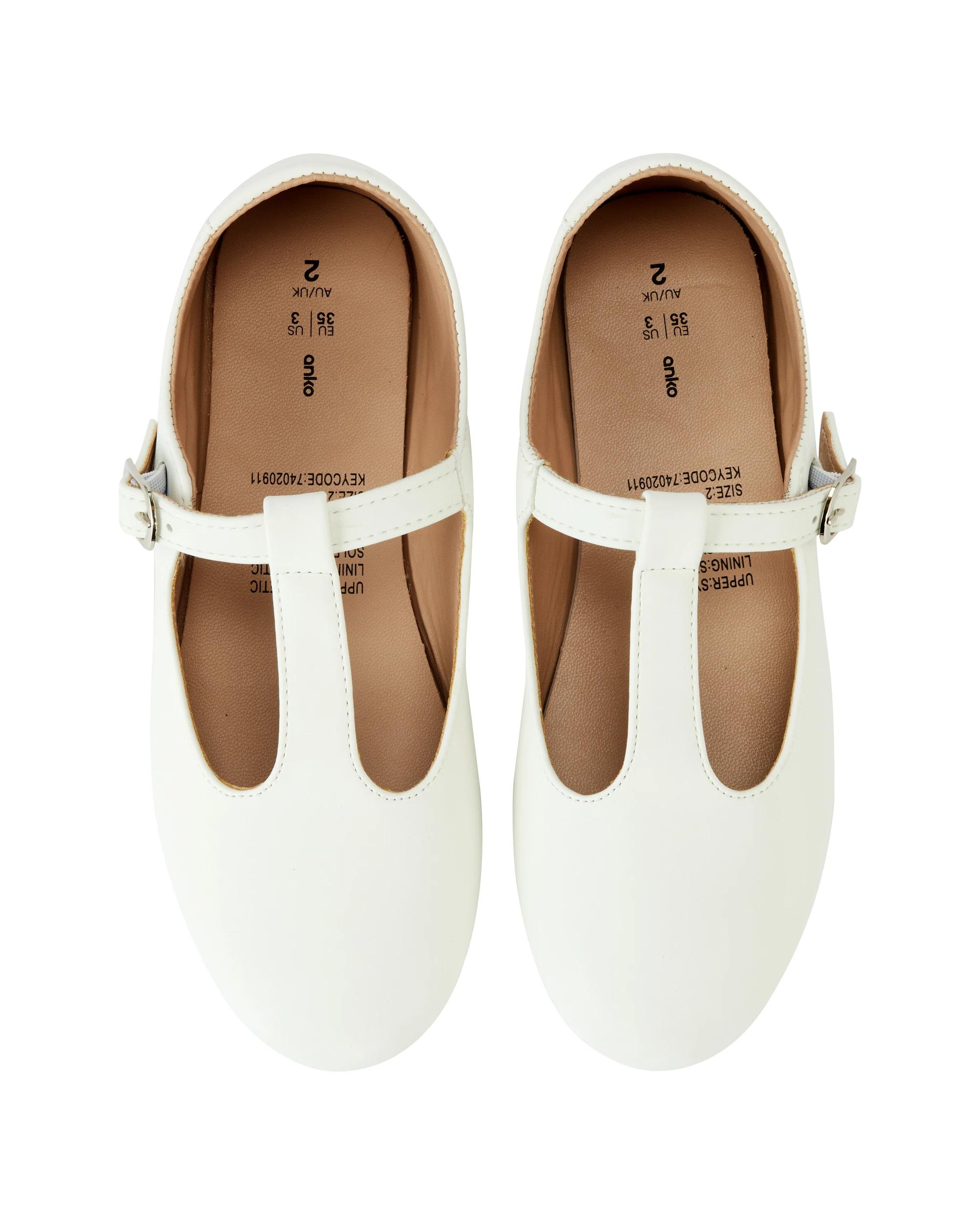 2 Senior T-Bar Flats White, 2 of 5