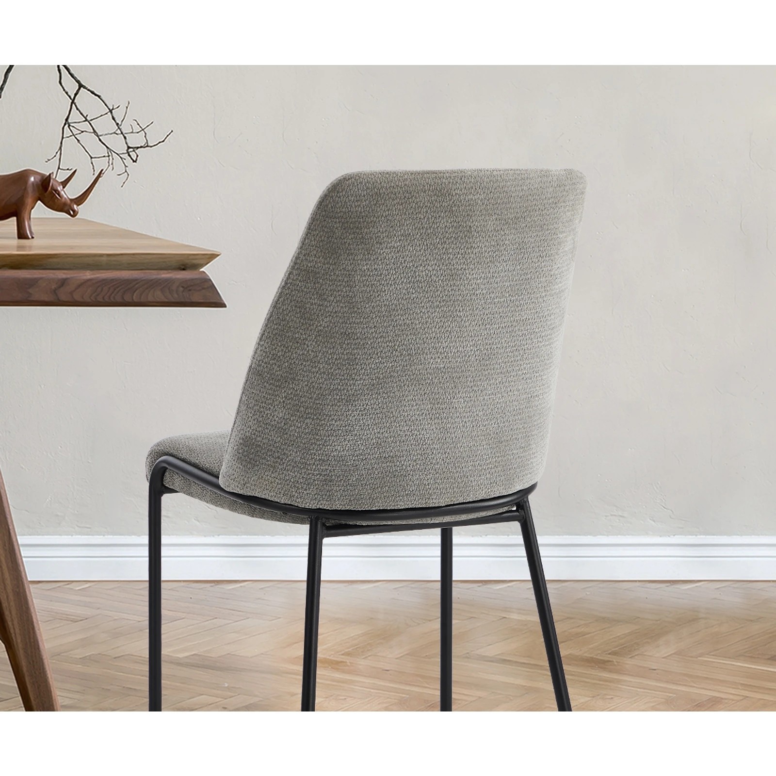 5 Oikiture Set of 2 Dining Chairs Chenille Fabric Kitchen Chair Padded Seat - Grey, 5 of 9