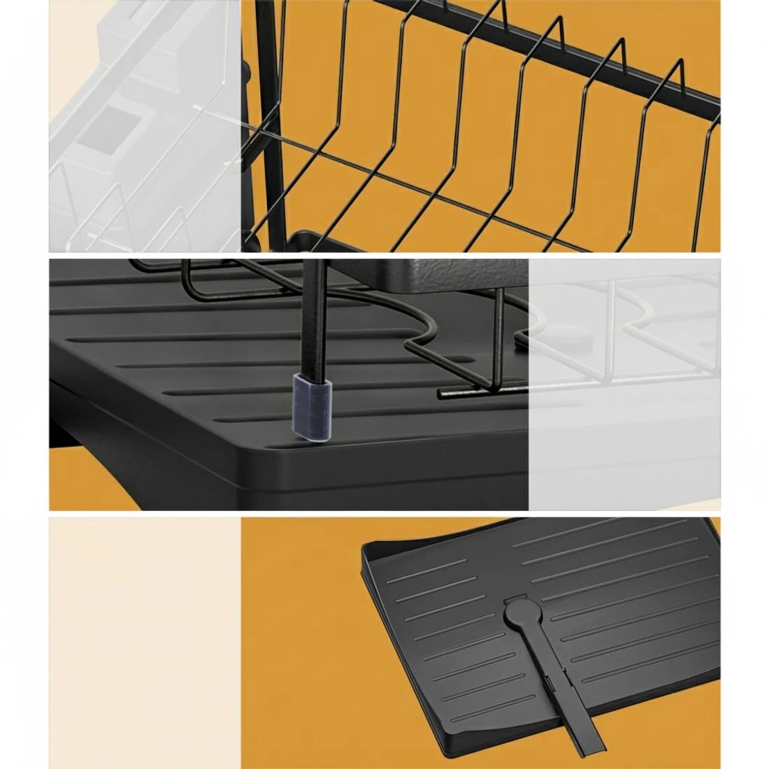 4 Cefito Dish Rack 2 Tiers Expandable Drainer - - Black, 4 of 4