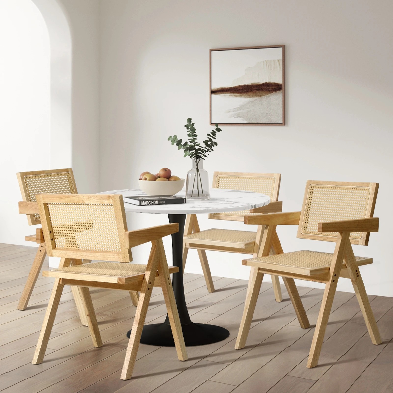3 Oikiture 2x Dining Chairs Rattan Chair Wooden Accent Chair
 - Natural, 3 of 10