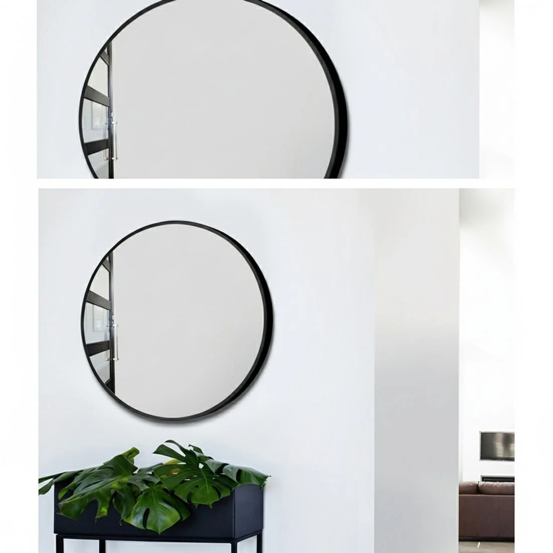 4 Embellir 2 Wall Mirror Makeup 50cm Home Decor Framed Mirrors Bathroom Round - Black, 4 of 6