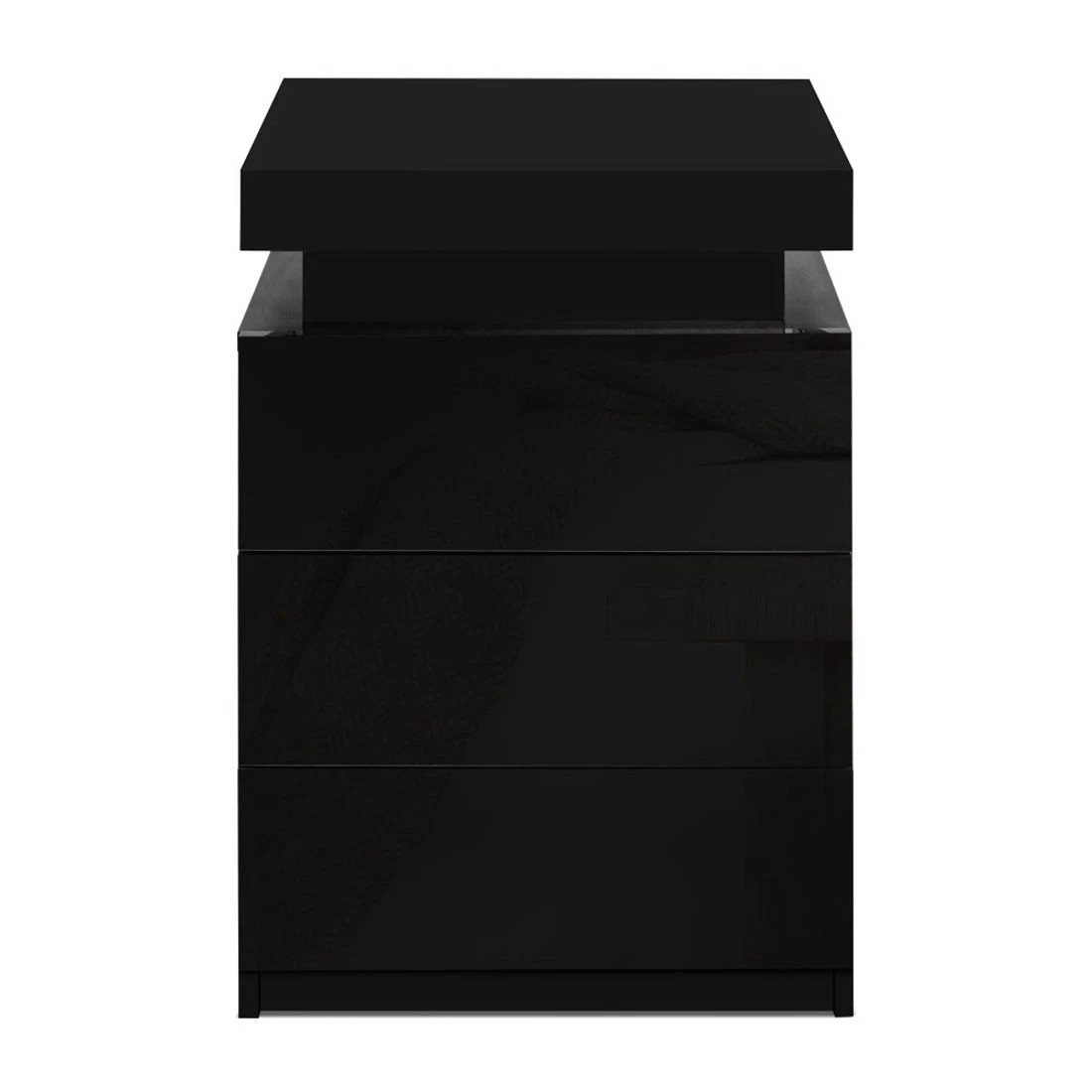 4 Artiss Bedside Table LED 3 Drawers - Black, 4 of 8