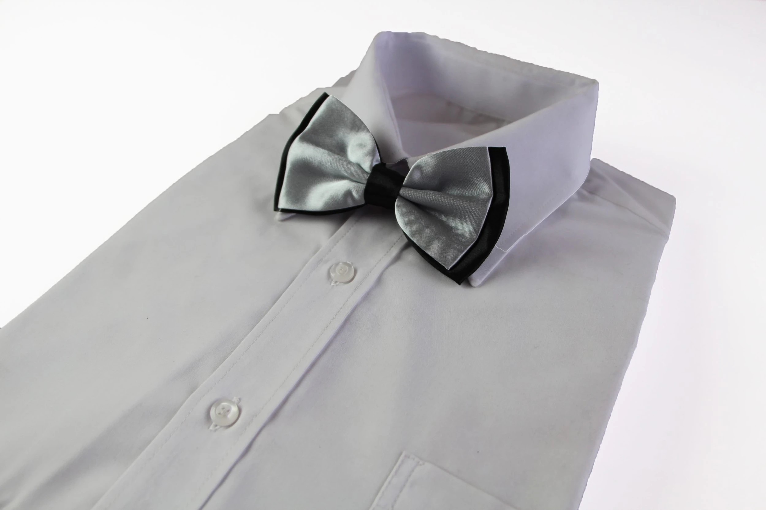 1 Zasel Mens Silver Two Tone Layered Bow Tie - Multi, 1 of 4
